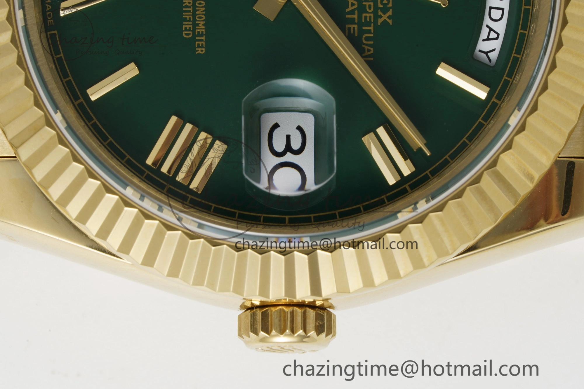 Efficient Day Date 40 228238 YG JDF 1:1 Best Edition Green Dial on YG Bracelet A23J 2248