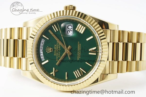 TravelReady Day Date 40 228238 YG JDF 1:1 Best Edition Green Dial on YG Bracelet A 2246