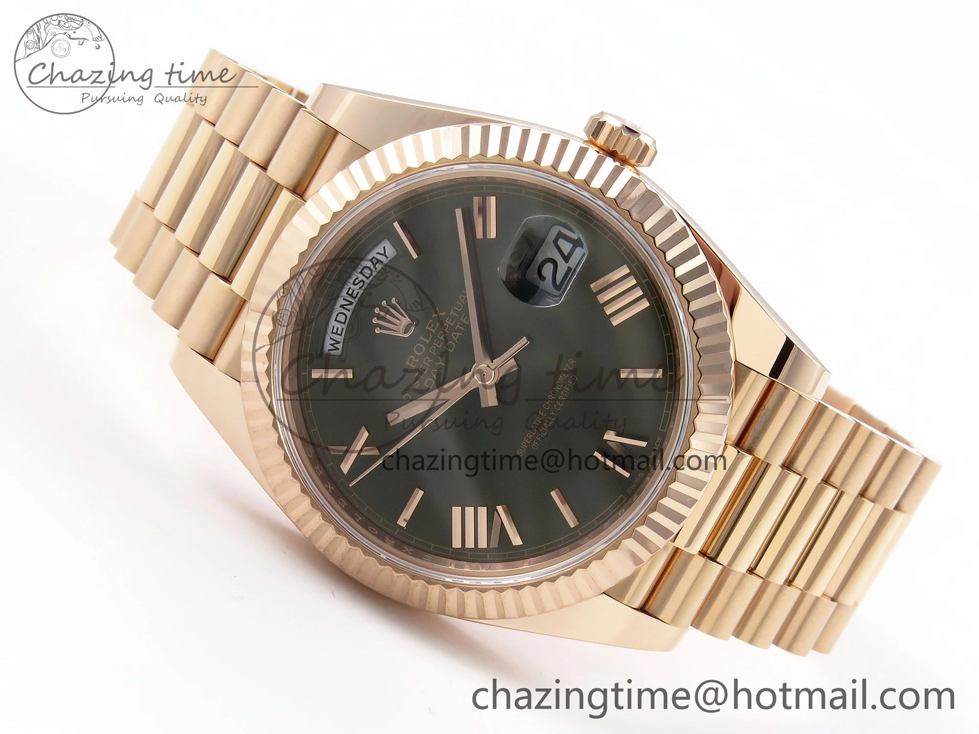 UrbanChic Day Date 40 RG 228235 ARF 1:1 Best Edition Green Roman Dial on President Bracelet VR3255 (Gain Weight） 1503