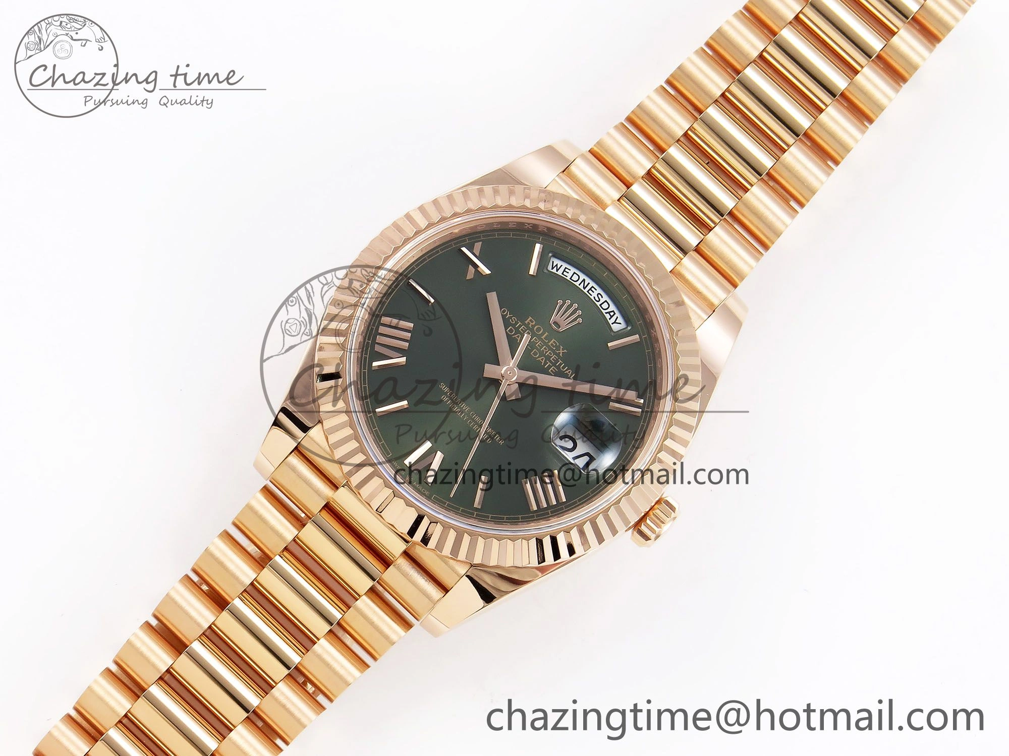 UrbanChic Day Date 40 RG 228235 ARF 1:1 Best Edition Green Roman Dial on President Bracelet VR3255 (Gain Weight） 1503