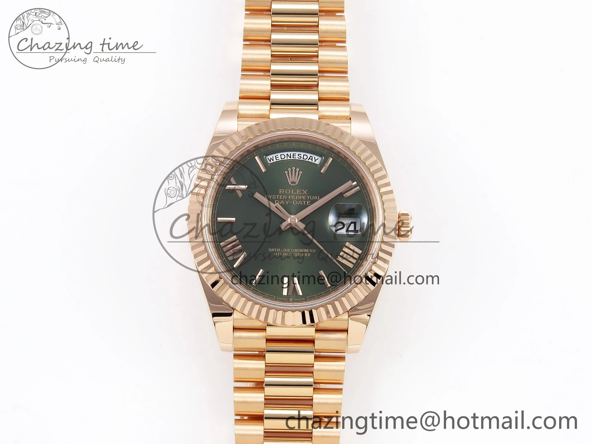 Day Date 40 RG 228235 ARF 1:1 Best Edition Green Roman Dial on President Bracelet VR Stretchable 1509