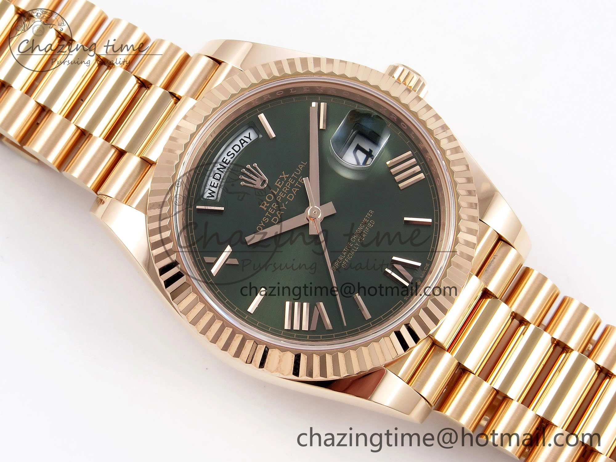 Day Date 40 RG 228235 ARF 1:1 Best Edition Green Roman Dial on President Bracelet VR Stretchable 1509