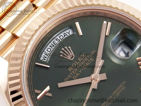 Day Date 40 RG 228235 ARF 1:1 Best Edition Green Roman Dial on President Bracelet VR Stretchable 1509