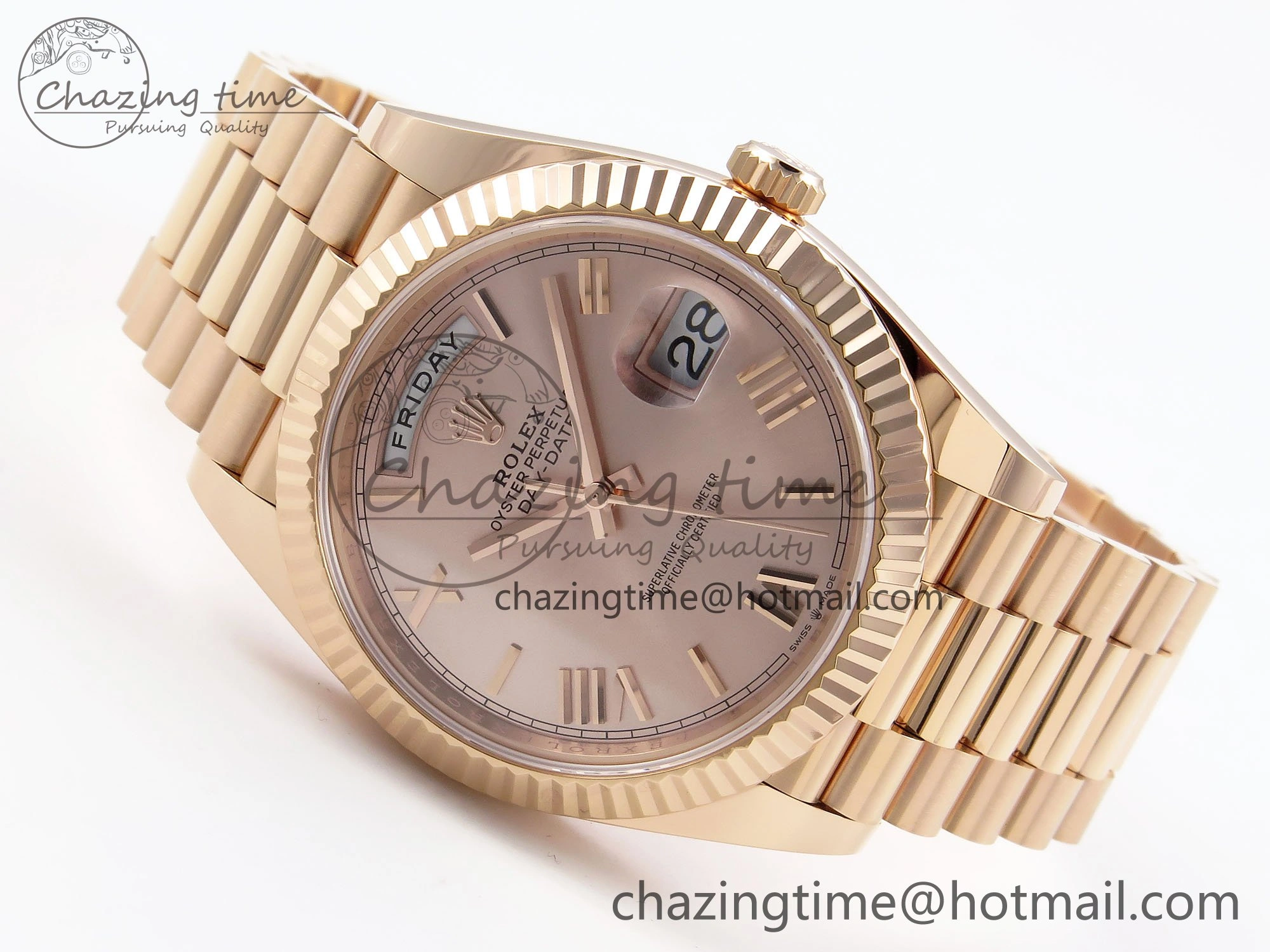 Day Date 40 RG 228235 ARF 1:1 Best Edition RG Roman Dial on President Bracelet VR Lightweight 1508