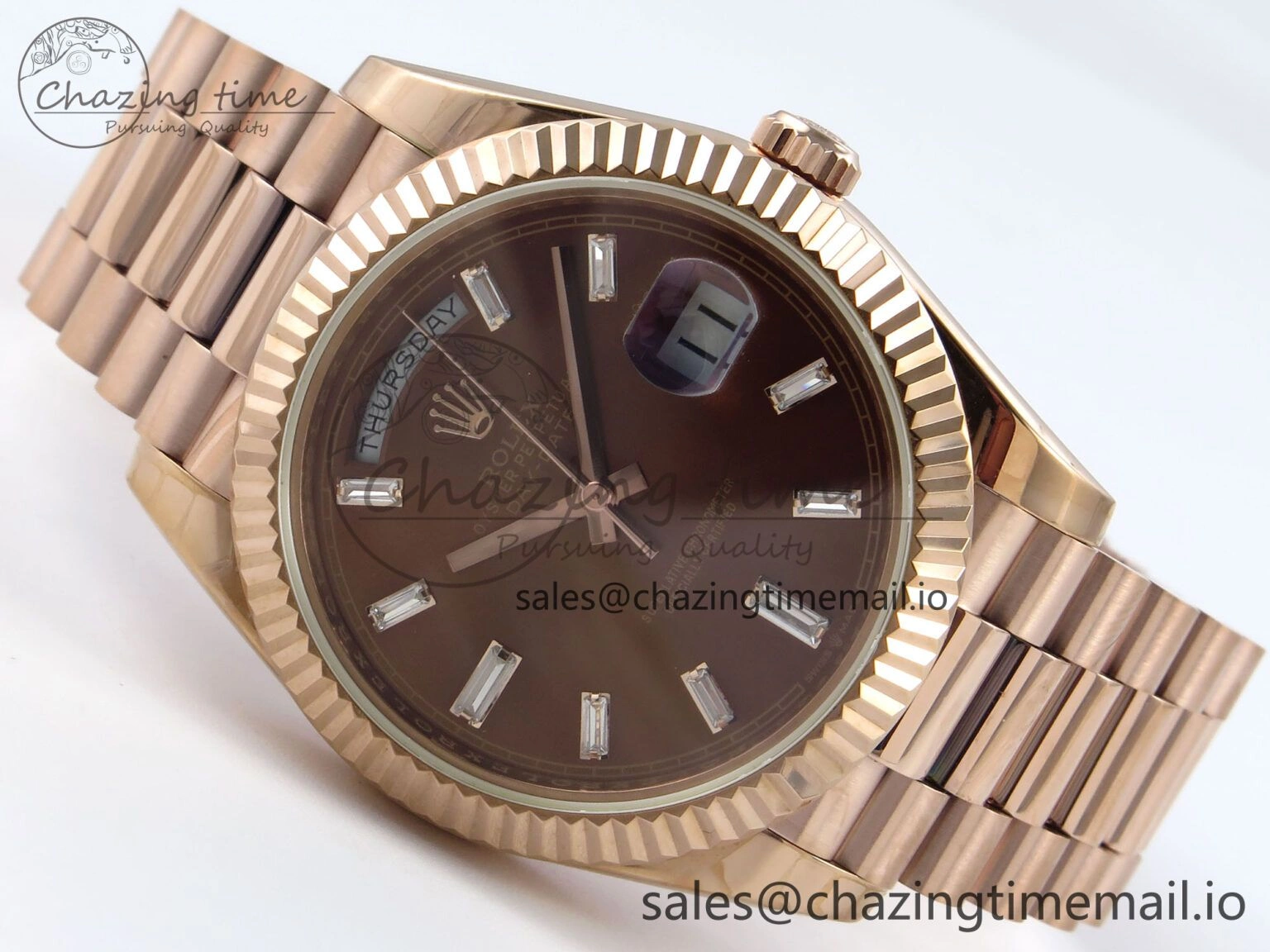 Affordable Day Date 40 RG 228235 KF 1:1 Best Edition Brown Crystal Dial on President Bracelet VR3255 (Gain Weight) 837