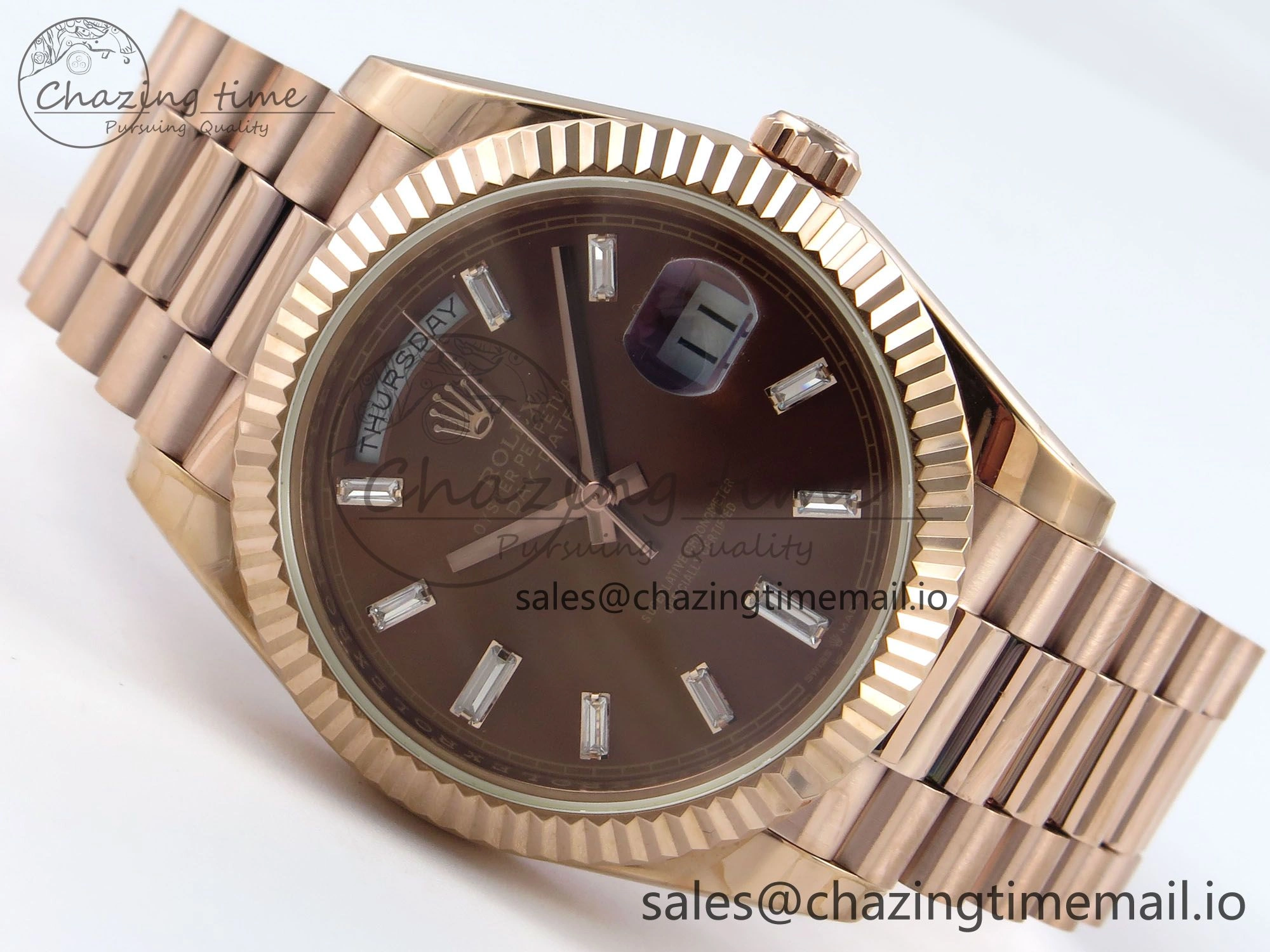 Affordable Day Date 40 RG 228235 KF 1:1 Best Edition Brown Crystal Dial on President Bracelet VR3255 (Gain Weight) 837