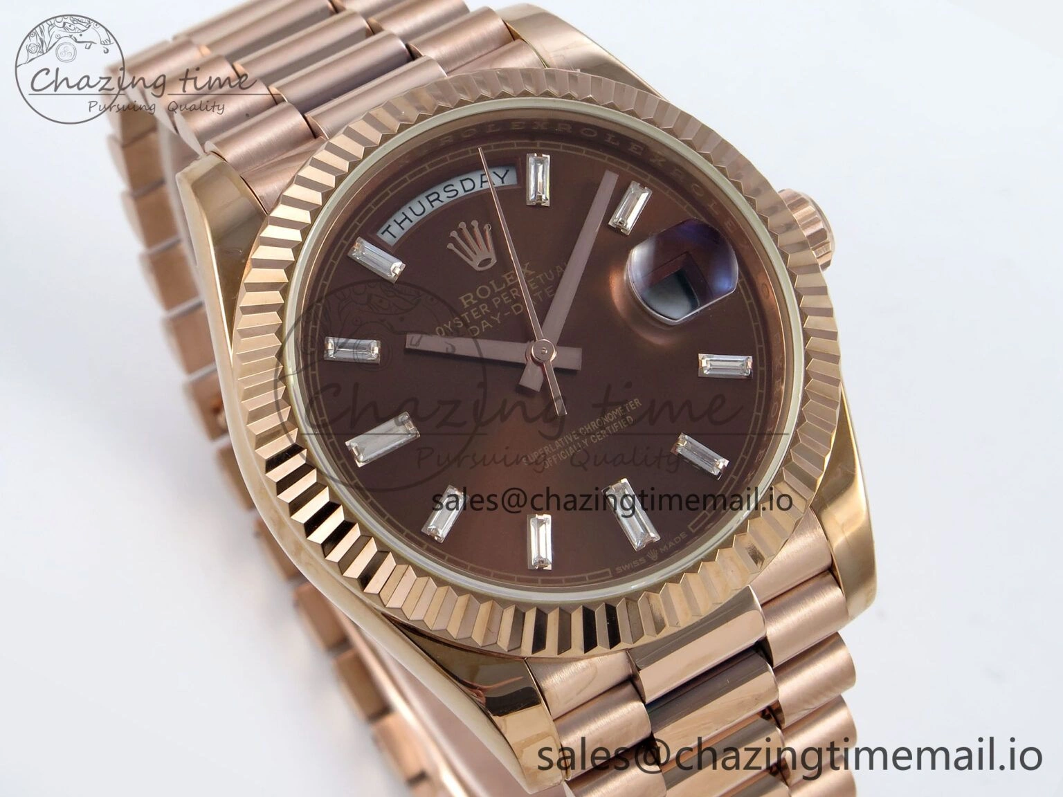 Affordable Day Date 40 RG 228235 KF 1:1 Best Edition Brown Crystal Dial on President Bracelet VR3255 (Gain Weight) 837