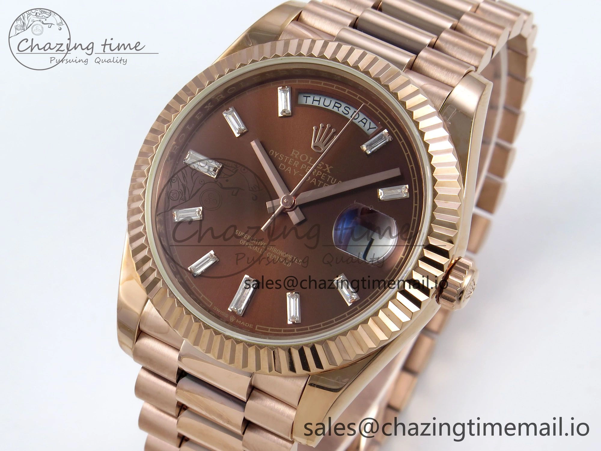 Affordable Day Date 40 RG 228235 KF 1:1 Best Edition Brown Crystal Dial on President Bracelet VR3255 (Gain Weight) 837