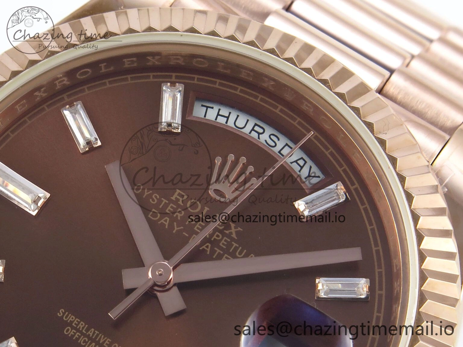 Affordable Day Date 40 RG 228235 KF 1:1 Best Edition Brown Crystal Dial on President Bracelet VR3255 (Gain Weight) 837