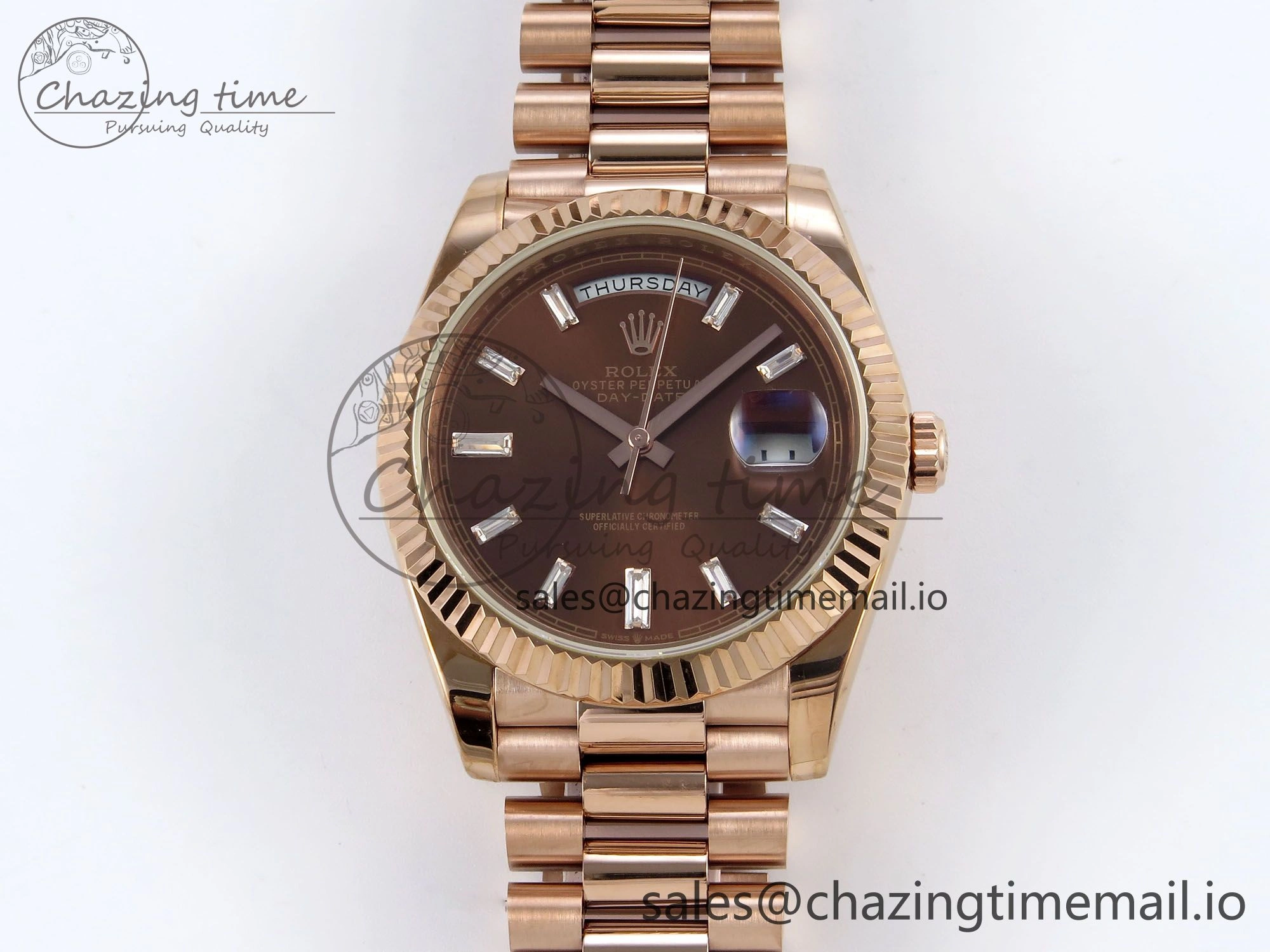 Affordable Day Date 40 RG 228235 KF 1:1 Best Edition Brown Crystal Dial on President Bracelet VR3255 (Gain Weight) 837