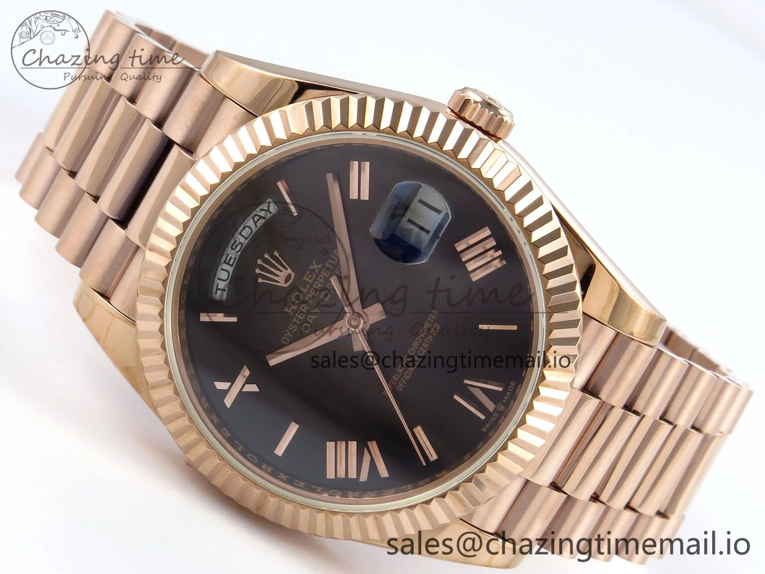 Chic Day Date 40 RG 228235 KF 1:1 Best Edition Gray Roman Dial on President Bracelet VR3255 (Gain Weight) 833