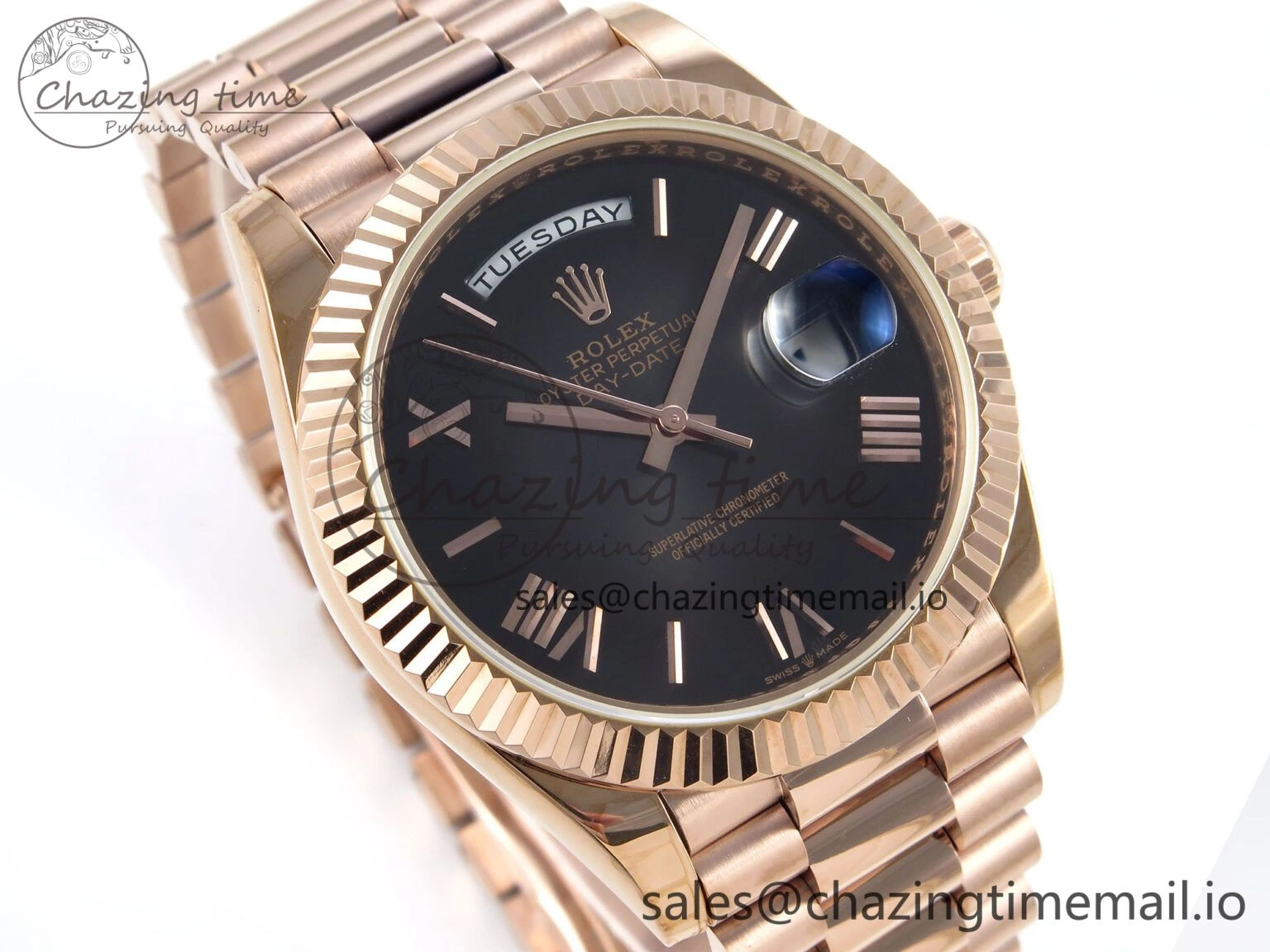 Chic Day Date 40 RG 228235 KF 1:1 Best Edition Gray Roman Dial on President Bracelet VR3255 (Gain Weight) 833