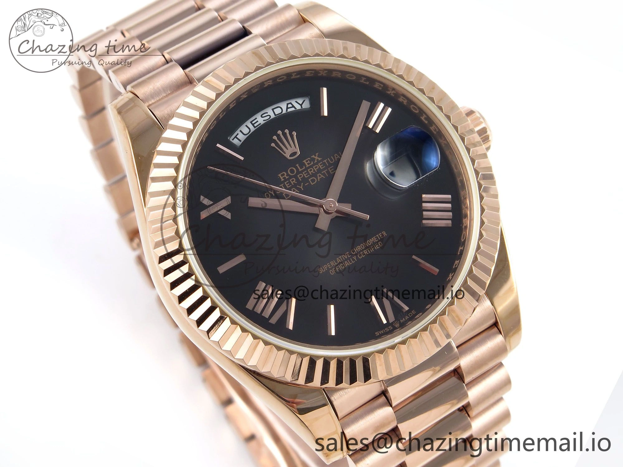 Chic Day Date 40 RG 228235 KF 1:1 Best Edition Gray Roman Dial on President Bracelet VR3255 (Gain Weight) 833