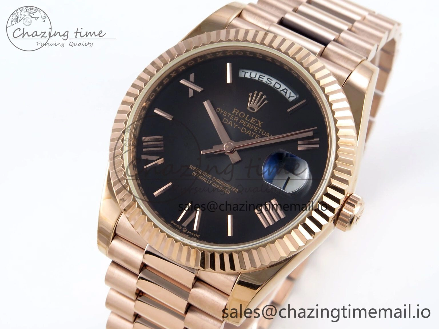 Chic Day Date 40 RG 228235 KF 1:1 Best Edition Gray Roman Dial on President Bracelet VR3255 (Gain Weight) 833