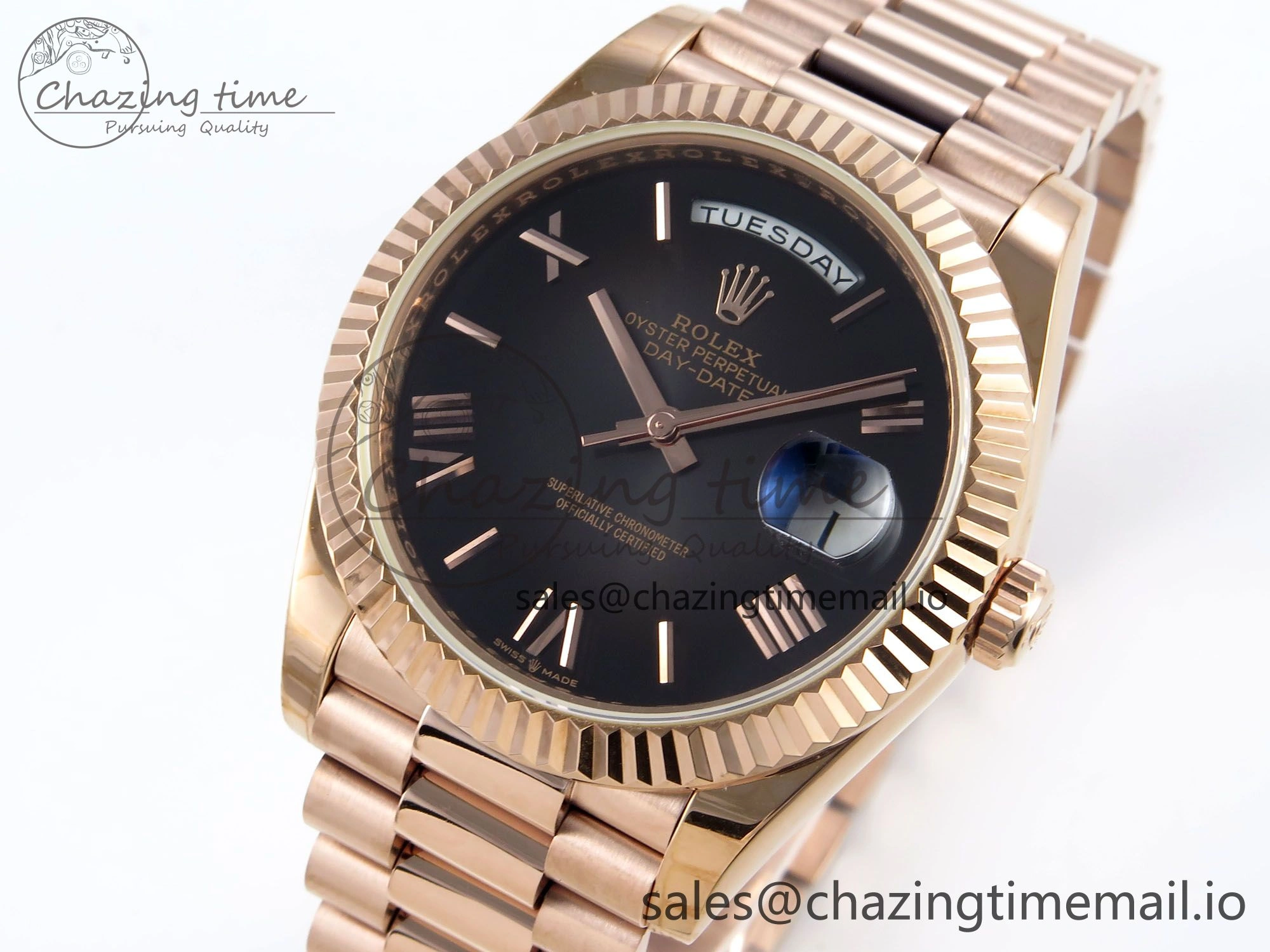 Chic Day Date 40 RG 228235 KF 1:1 Best Edition Gray Roman Dial on President Bracelet VR3255 (Gain Weight) 833