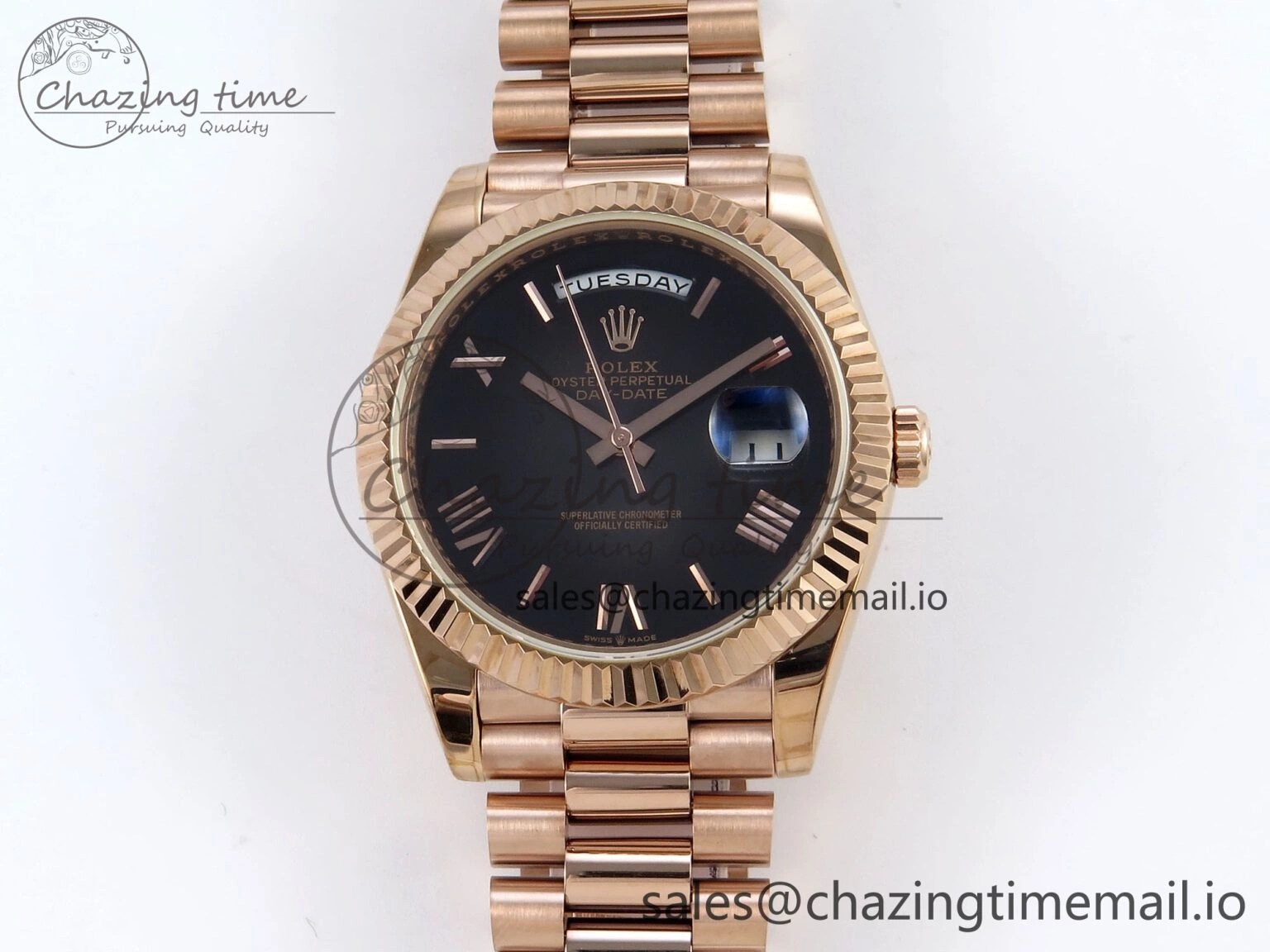 Chic Day Date 40 RG 228235 KF 1:1 Best Edition Gray Roman Dial on President Bracelet VR3255 (Gain Weight) 833
