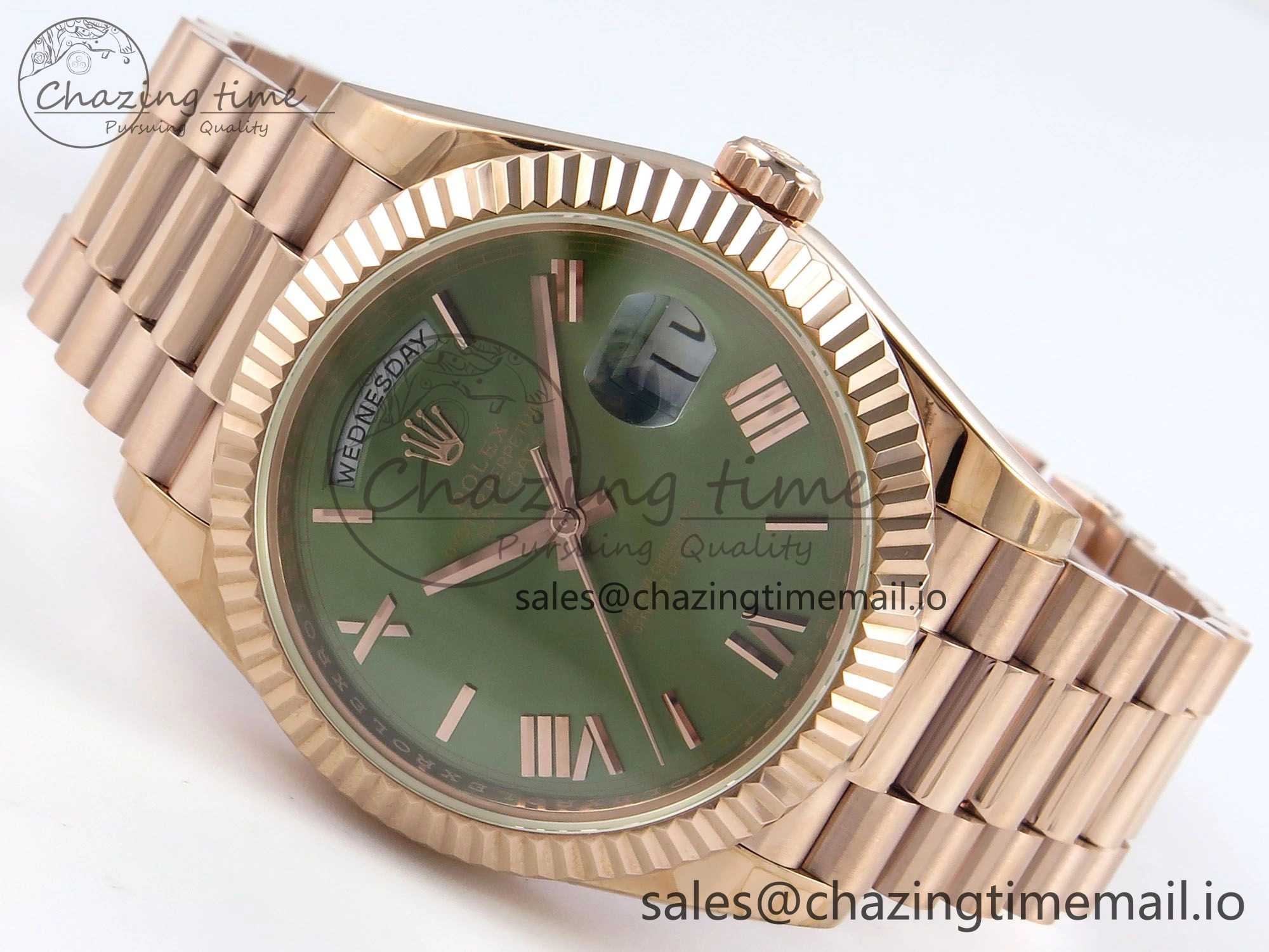 Day Date 40 RG 228235 KF 1:1 Best Edition Green Roman Dial on President Bracelet VR3255 (Gain Weight) Upgraded 834