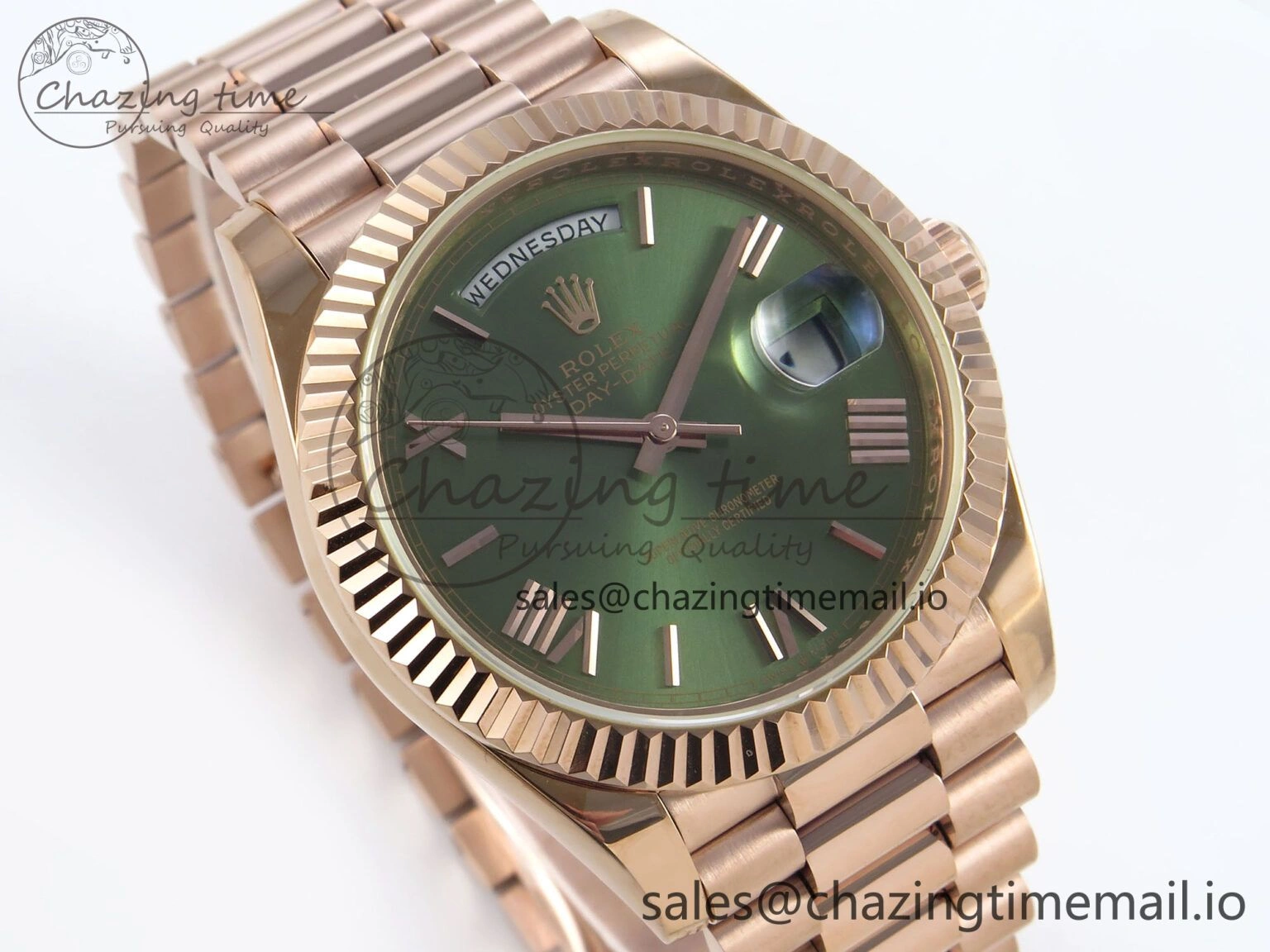 Day Date 40 RG 228235 KF 1:1 Best Edition Green Roman Dial on President Bracelet VR3255 (Gain Weight) Upgraded 834