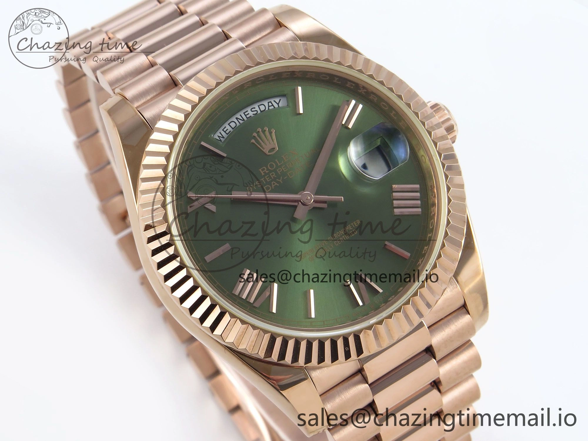 Day Date 40 RG 228235 KF 1:1 Best Edition Green Roman Dial on President Bracelet VR3255 (Gain Weight) Upgraded 834