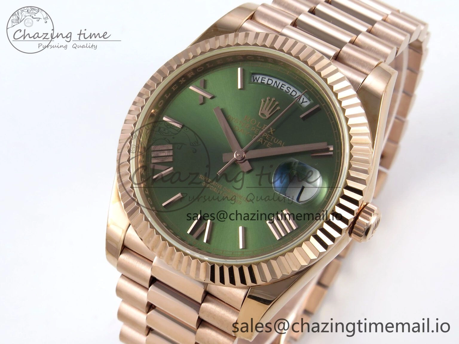 Day Date 40 RG 228235 KF 1:1 Best Edition Green Roman Dial on President Bracelet VR3255 (Gain Weight) Upgraded 834