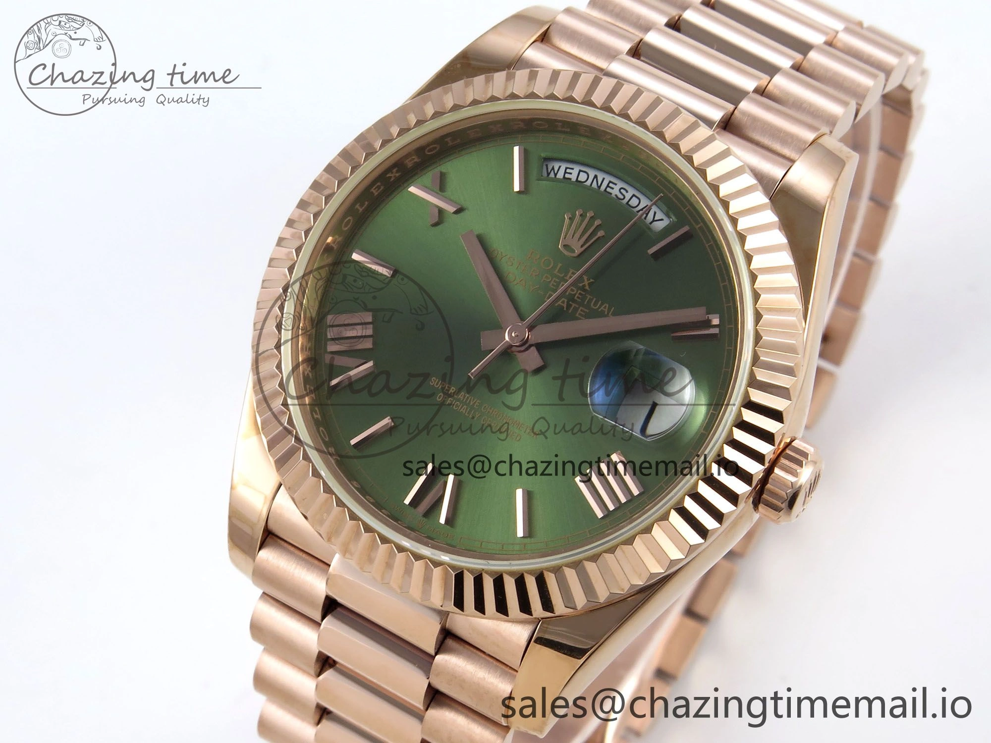 Day Date 40 RG 228235 KF 1:1 Best Edition Green Roman Dial on President Bracelet VR3255 (Gain Weight) Upgraded 834
