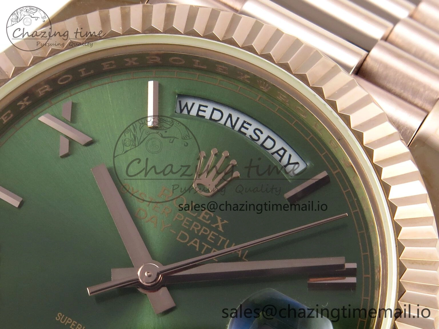 Day Date 40 RG 228235 KF 1:1 Best Edition Green Roman Dial on President Bracelet VR3255 (Gain Weight) Upgraded 834