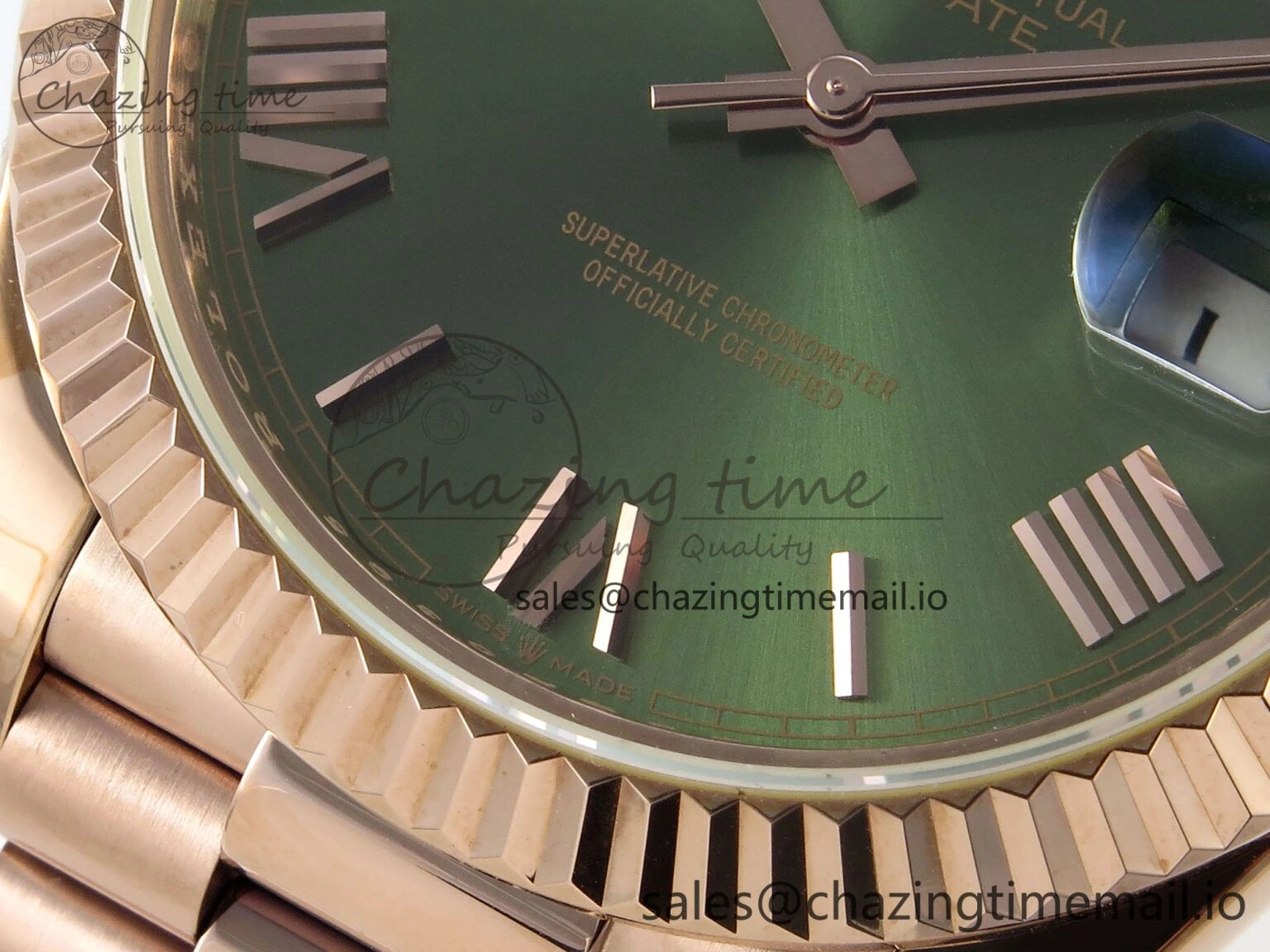 Day Date 40 RG 228235 KF 1:1 Best Edition Green Roman Dial on President Bracelet VR3255 (Gain Weight) Upgraded 834