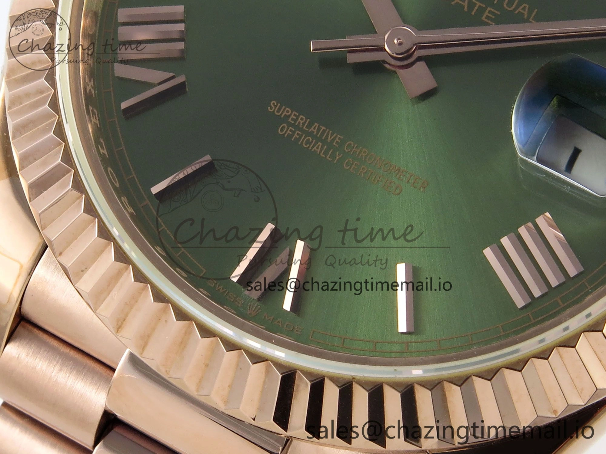 Day Date 40 RG 228235 KF 1:1 Best Edition Green Roman Dial on President Bracelet VR3255 (Gain Weight) Upgraded 834