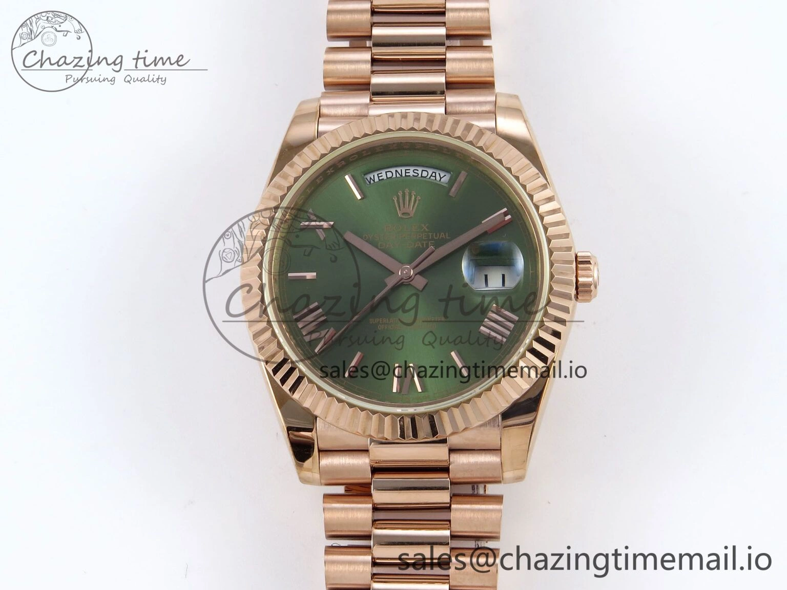 Day Date 40 RG 228235 KF 1:1 Best Edition Green Roman Dial on President Bracelet VR3255 (Gain Weight) Upgraded 834