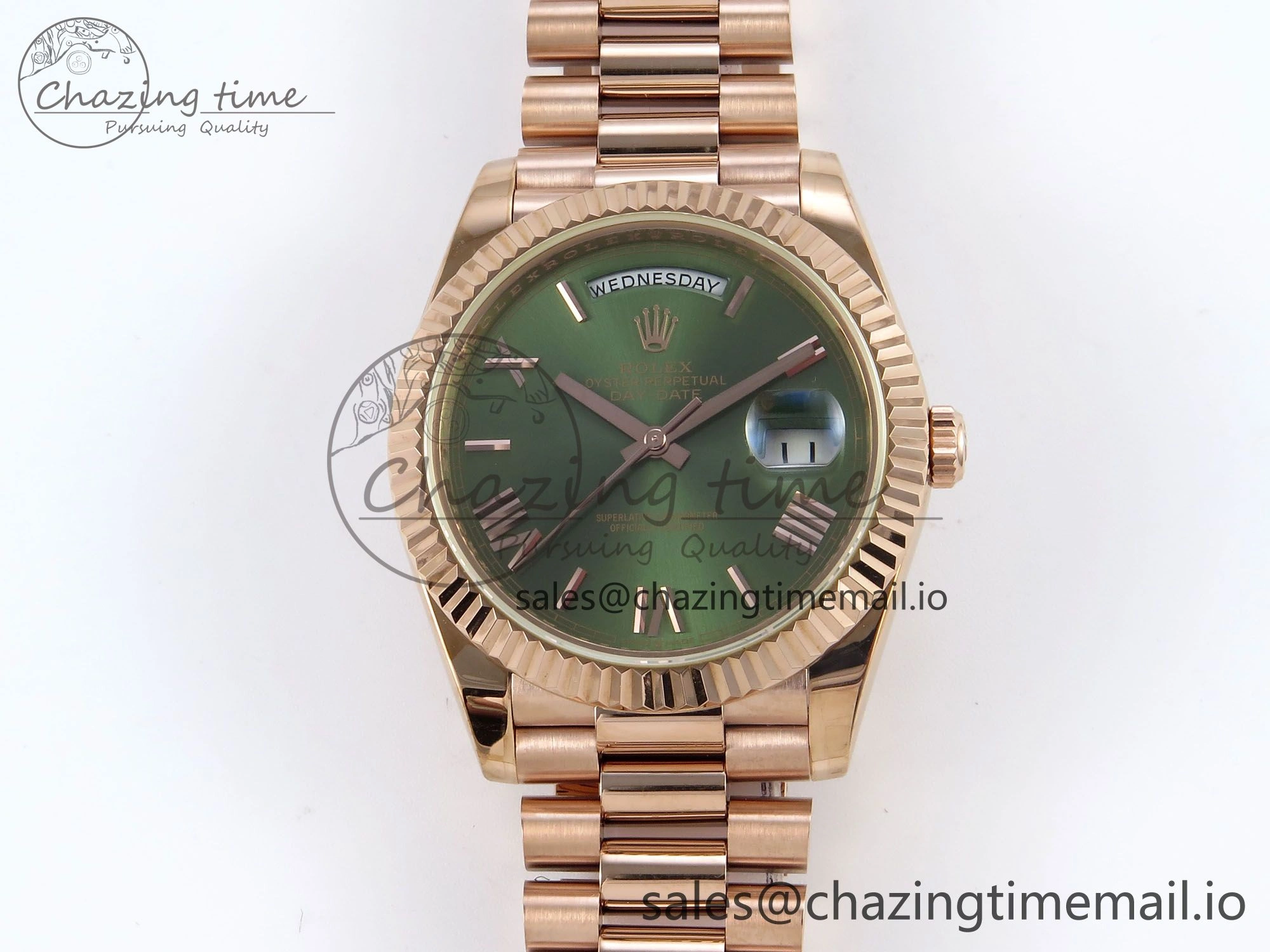 Day Date 40 RG 228235 KF 1:1 Best Edition Green Roman Dial on President Bracelet VR3255 (Gain Weight) Upgraded 834