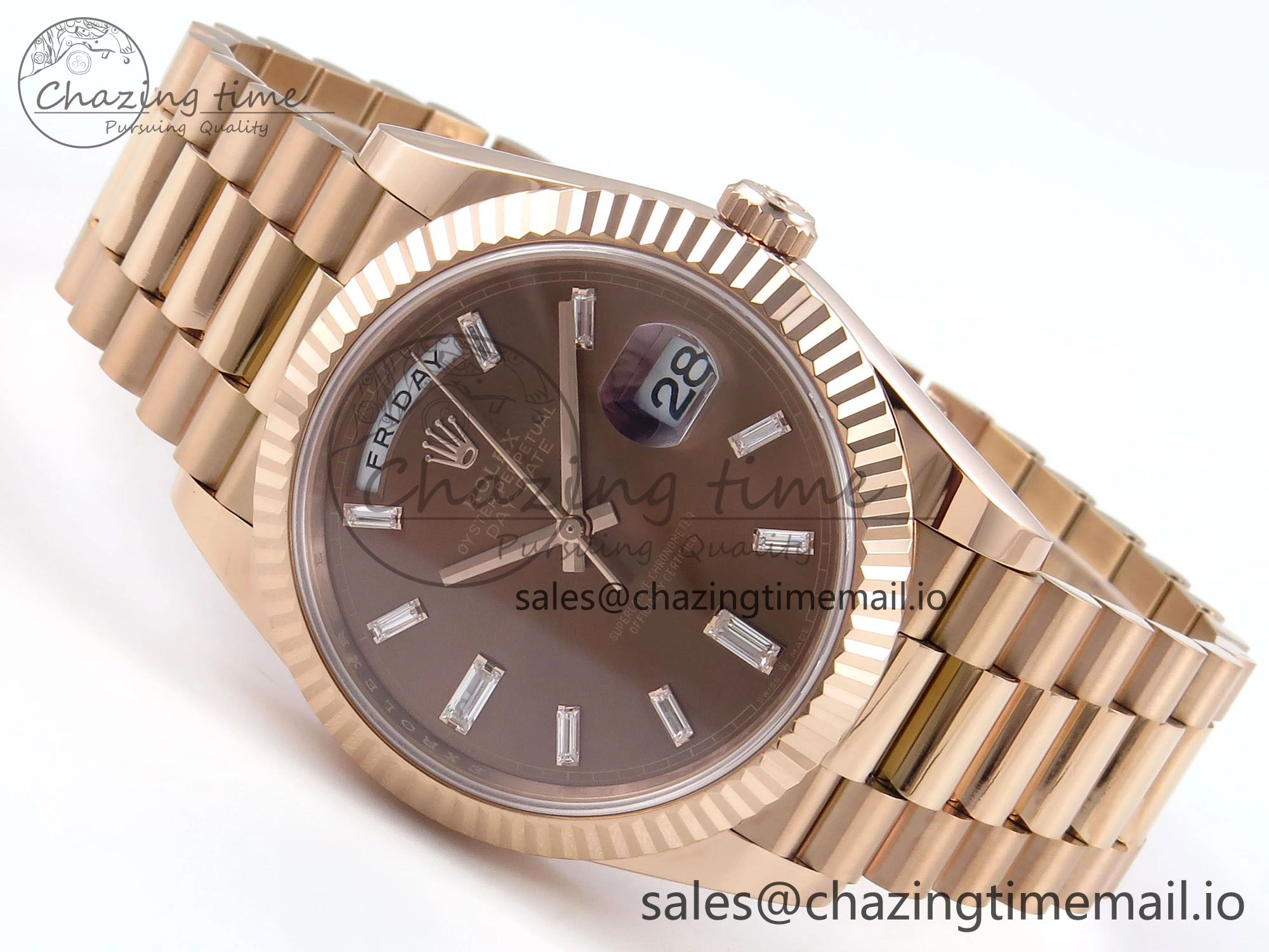 ComfortFit Day Date 40 RG 228235 Noob 1:1 Best Edition Brown Crystal Dial on President Bracelet A2836 (Gain Weight) 790