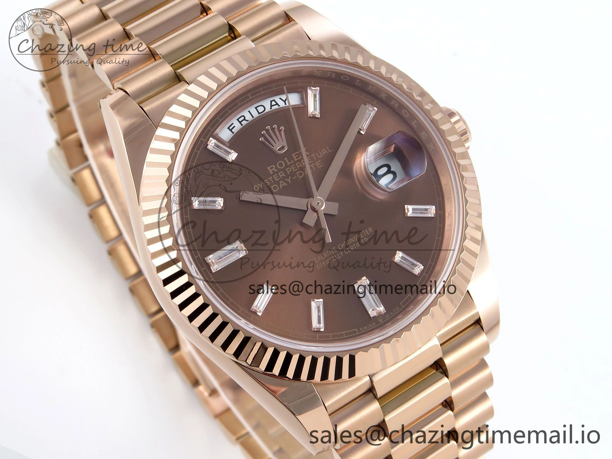 ComfortFit Day Date 40 RG 228235 Noob 1:1 Best Edition Brown Crystal Dial on President Bracelet A2836 (Gain Weight) 790