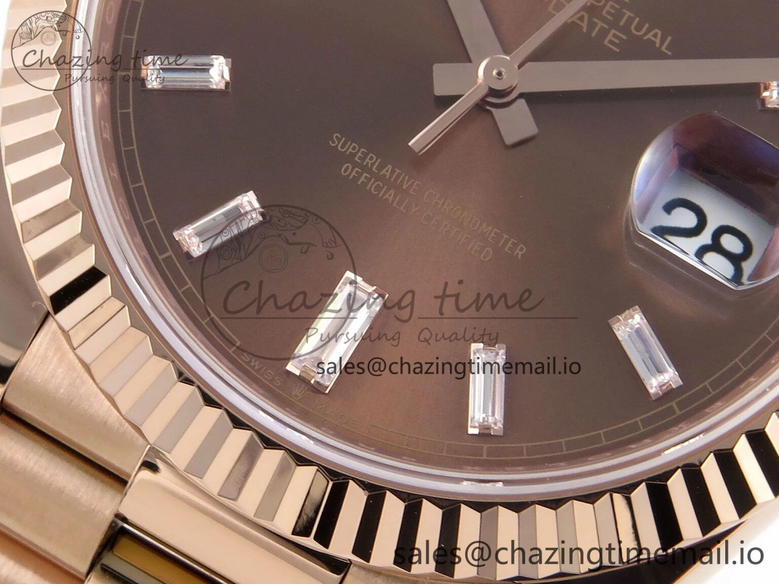 ComfortFit Day Date 40 RG 228235 Noob 1:1 Best Edition Brown Crystal Dial on President Bracelet A2836 (Gain Weight) 790