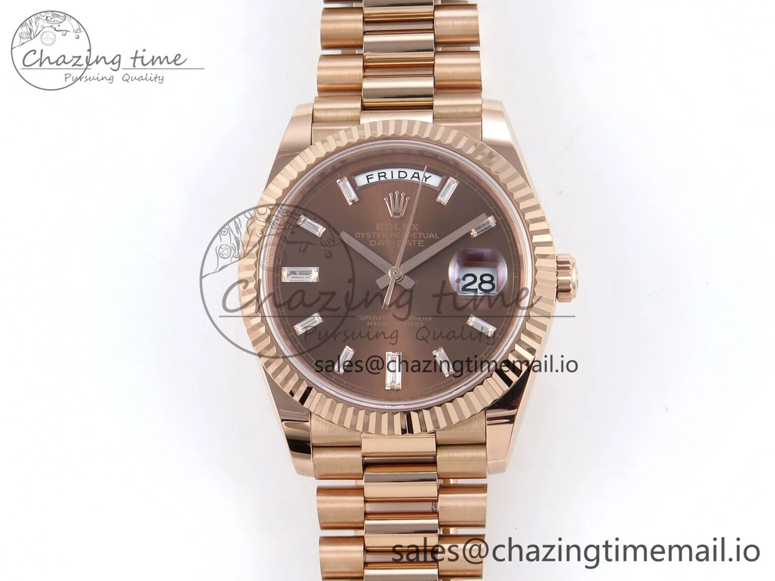 ComfortFit Day Date 40 RG 228235 Noob 1:1 Best Edition Brown Crystal Dial on President Bracelet A2836 (Gain Weight) 790