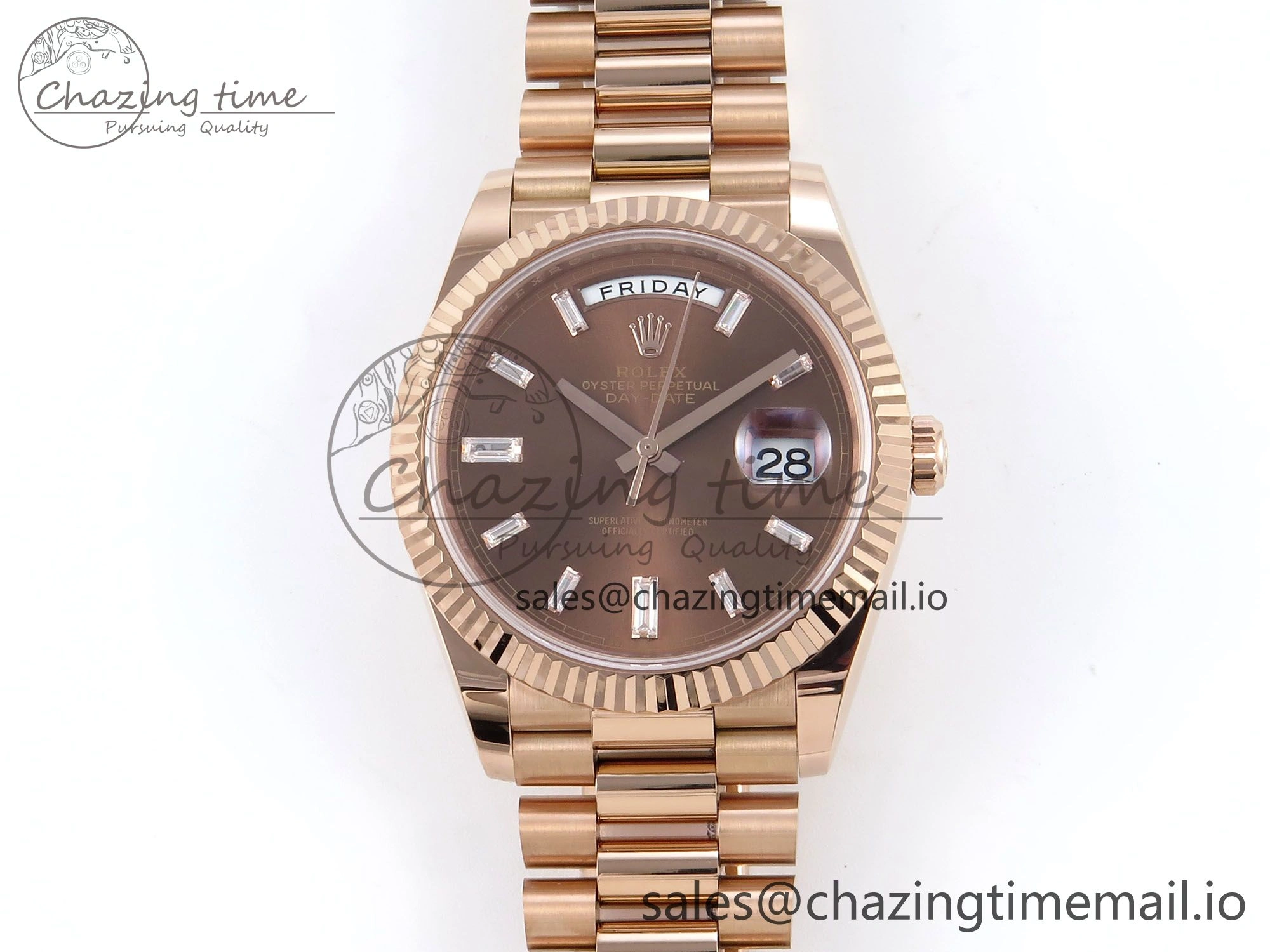 ComfortFit Day Date 40 RG 228235 Noob 1:1 Best Edition Brown Crystal Dial on President Bracelet A2836 (Gain Weight) 790