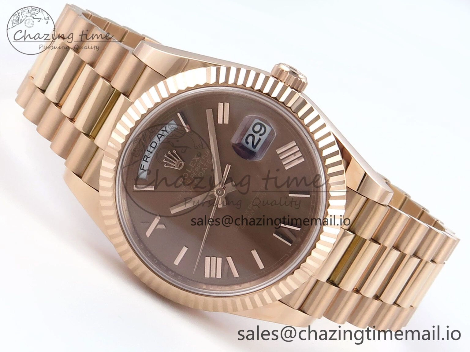 Day Date 40 RG 228235 Noob 1:1 Best Edition Brown Roman Dial on President Bracelet A2836 (Gain Weight) Affordable 794