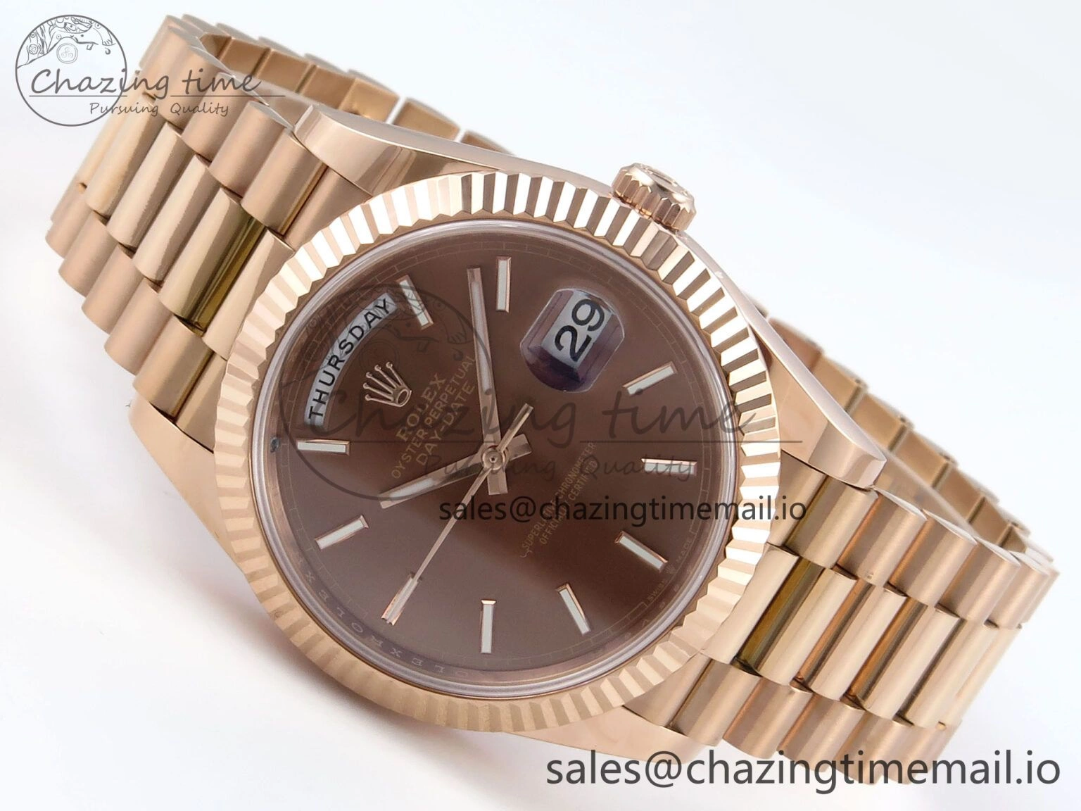 Packable Day Date 40 RG 228235 Noob 1:1 Best Edition Brown Stick Dial on President Bracelet A2836 (Gain Weight) 792