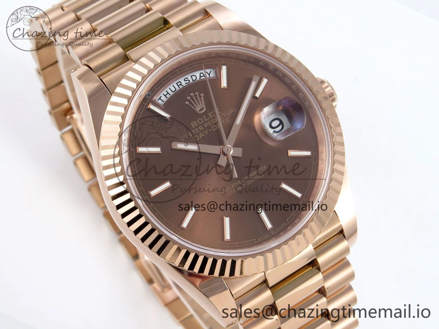Packable Day Date 40 RG 228235 Noob 1:1 Best Edition Brown Stick Dial on President Bracelet A2836 (Gain Weight) 792