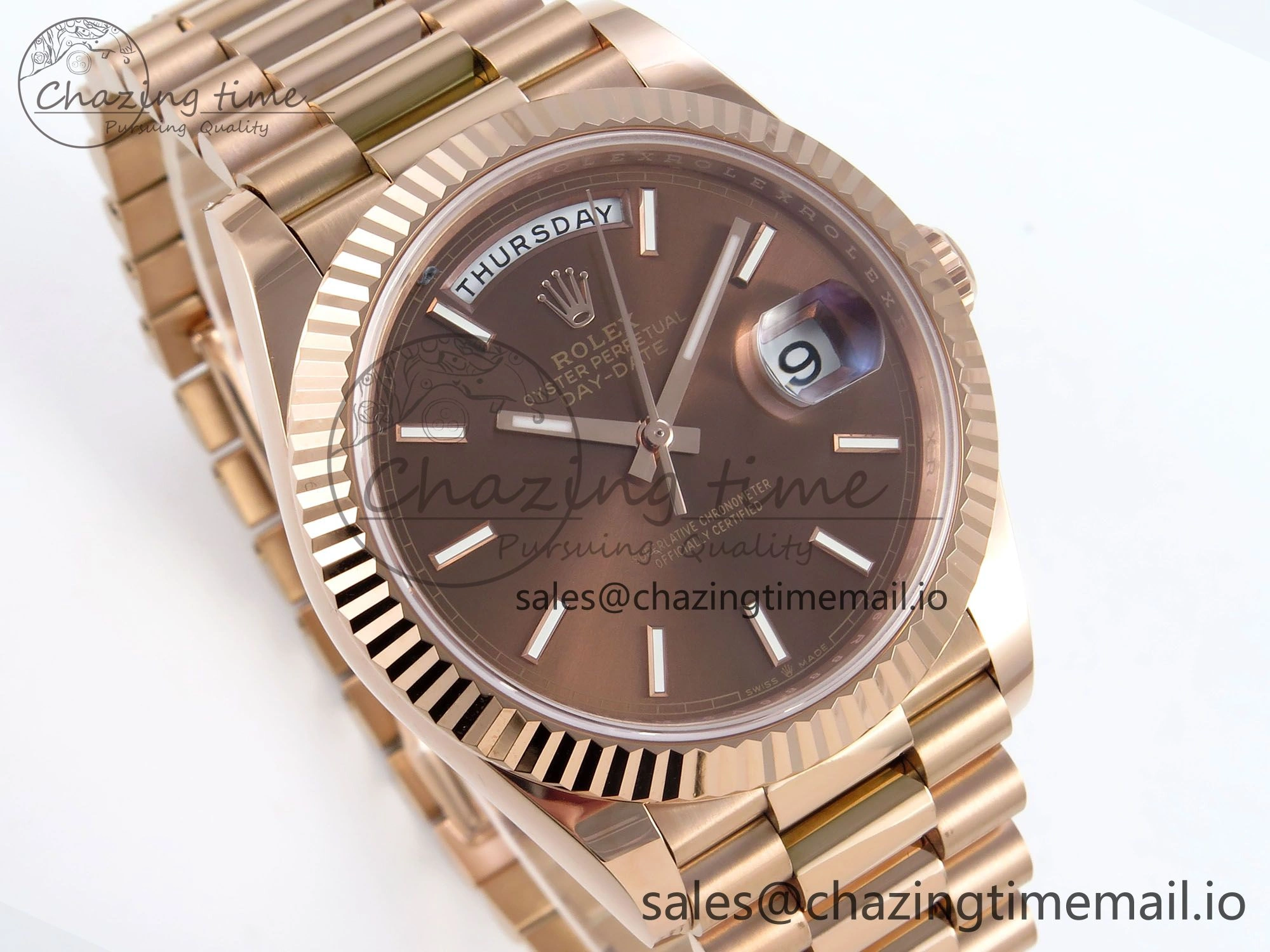 Packable Day Date 40 RG 228235 Noob 1:1 Best Edition Brown Stick Dial on President Bracelet A2836 (Gain Weight) 792