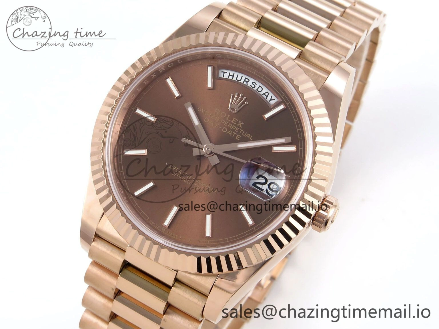 Packable Day Date 40 RG 228235 Noob 1:1 Best Edition Brown Stick Dial on President Bracelet A2836 (Gain Weight) 792