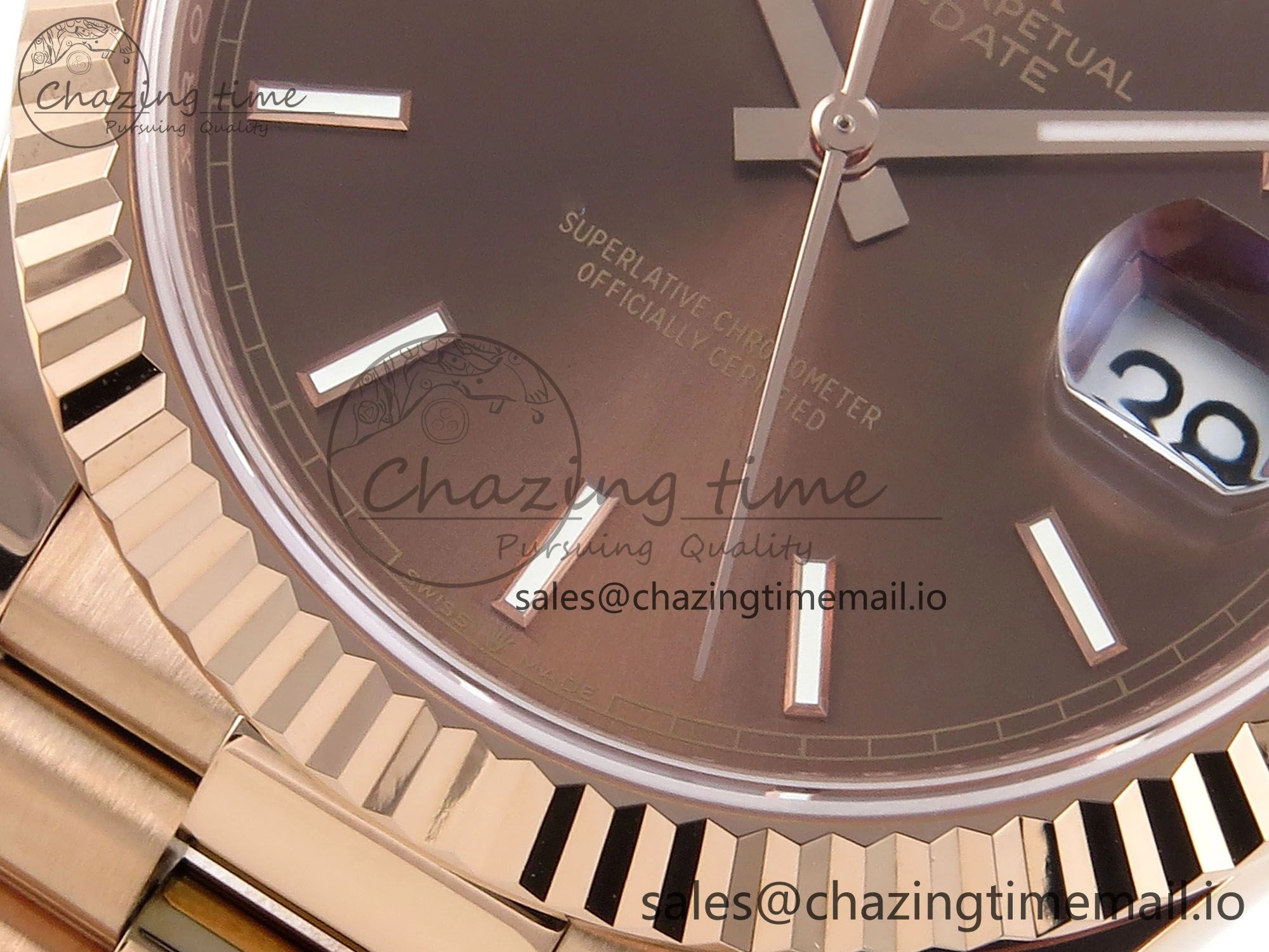 Packable Day Date 40 RG 228235 Noob 1:1 Best Edition Brown Stick Dial on President Bracelet A2836 (Gain Weight) 792