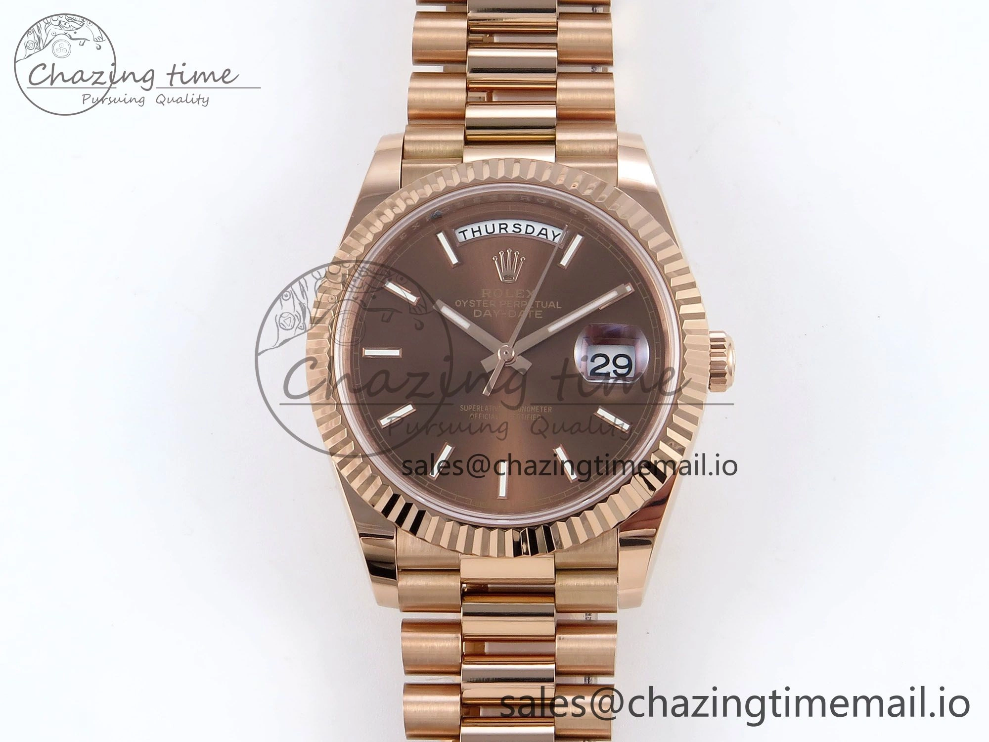 Packable Day Date 40 RG 228235 Noob 1:1 Best Edition Brown Stick Dial on President Bracelet A2836 (Gain Weight) 792