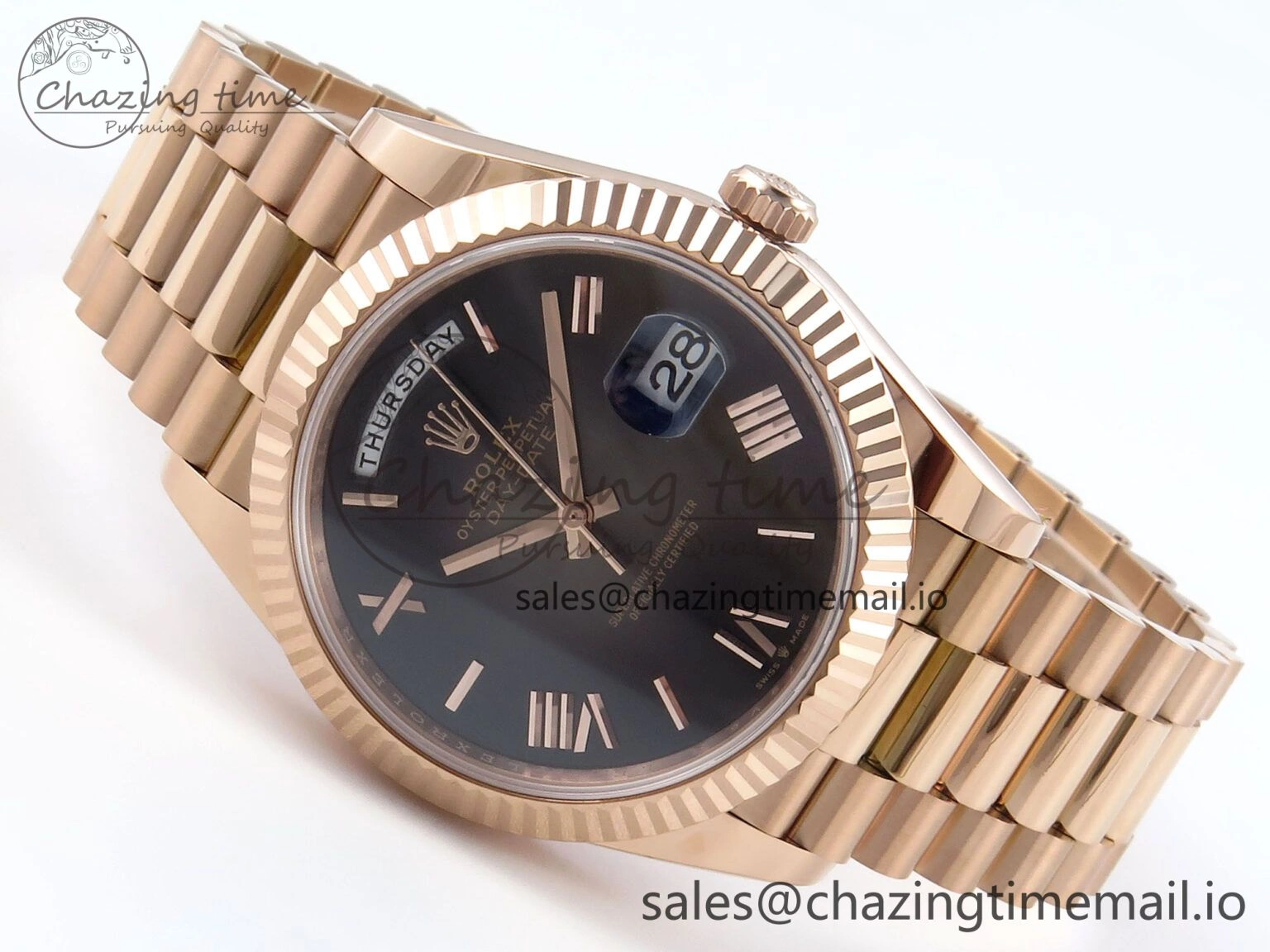 HighQuality Day Date 40 RG 228235 Noob 1:1 Best Edition Dark Gray Roman Dial on President Bracelet A2836 (Gain Weight) 793