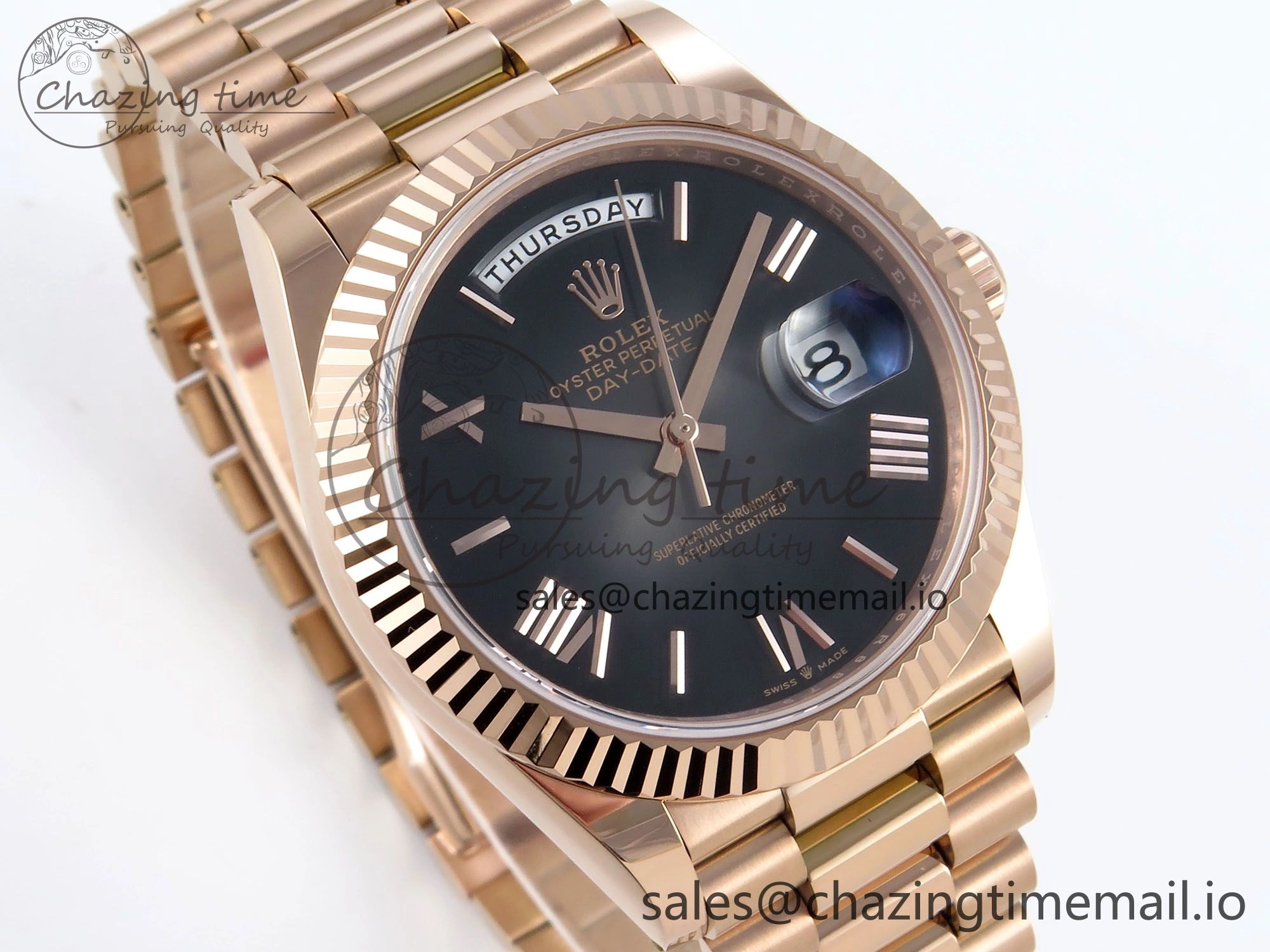 HighQuality Day Date 40 RG 228235 Noob 1:1 Best Edition Dark Gray Roman Dial on President Bracelet A2836 (Gain Weight) 793
