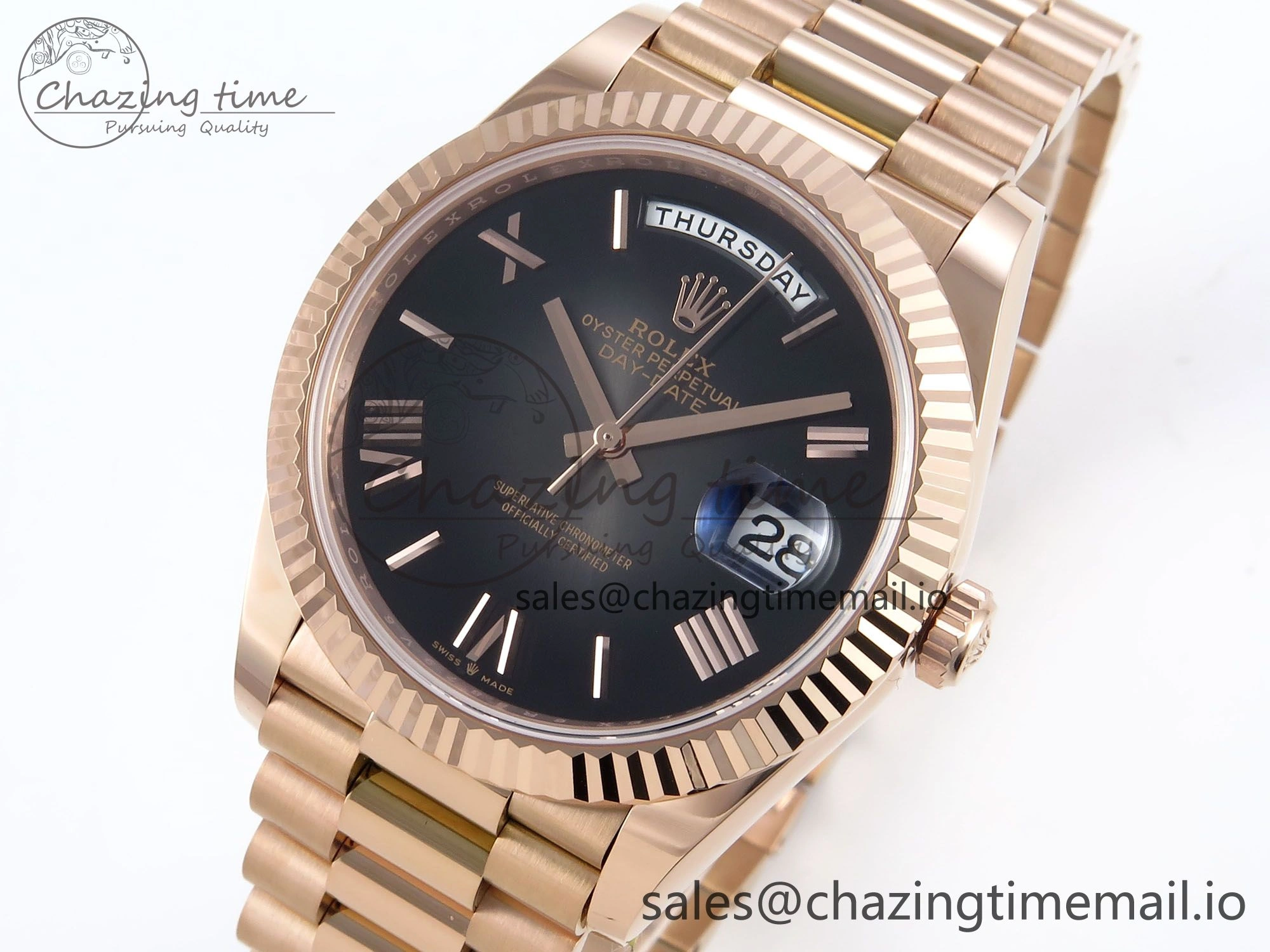 HighQuality Day Date 40 RG 228235 Noob 1:1 Best Edition Dark Gray Roman Dial on President Bracelet A2836 (Gain Weight) 793