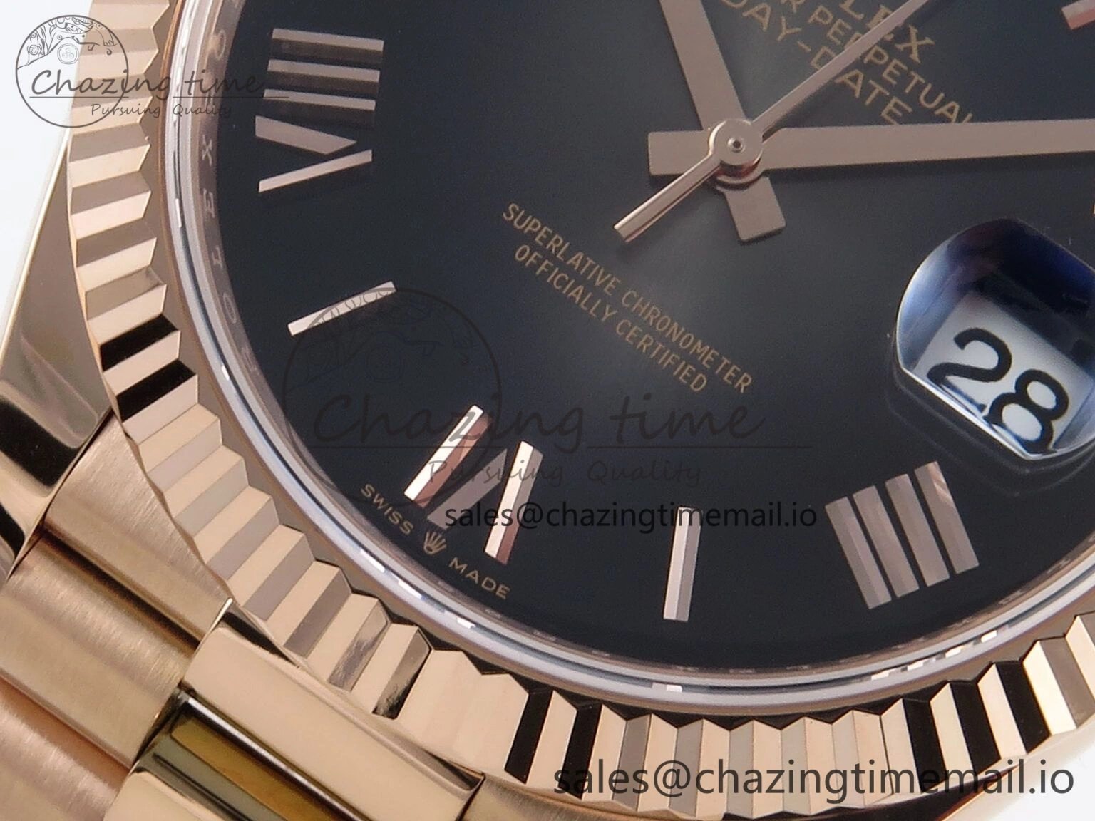 HighQuality Day Date 40 RG 228235 Noob 1:1 Best Edition Dark Gray Roman Dial on President Bracelet A2836 (Gain Weight) 793