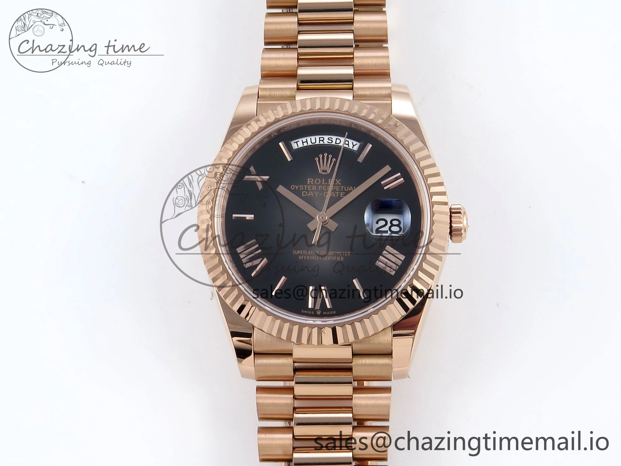 HighQuality Day Date 40 RG 228235 Noob 1:1 Best Edition Dark Gray Roman Dial on President Bracelet A2836 (Gain Weight) 793