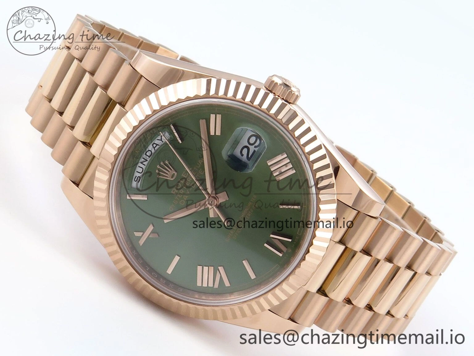 Day Date 40 RG 228235 Noob 1:1 Best Edition Green Roman Dial on President Bracelet A2836 (Gain Weight) QuickDry 791