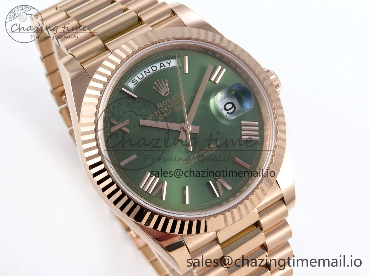 Day Date 40 RG 228235 Noob 1:1 Best Edition Green Roman Dial on President Bracelet A2836 (Gain Weight) QuickDry 791