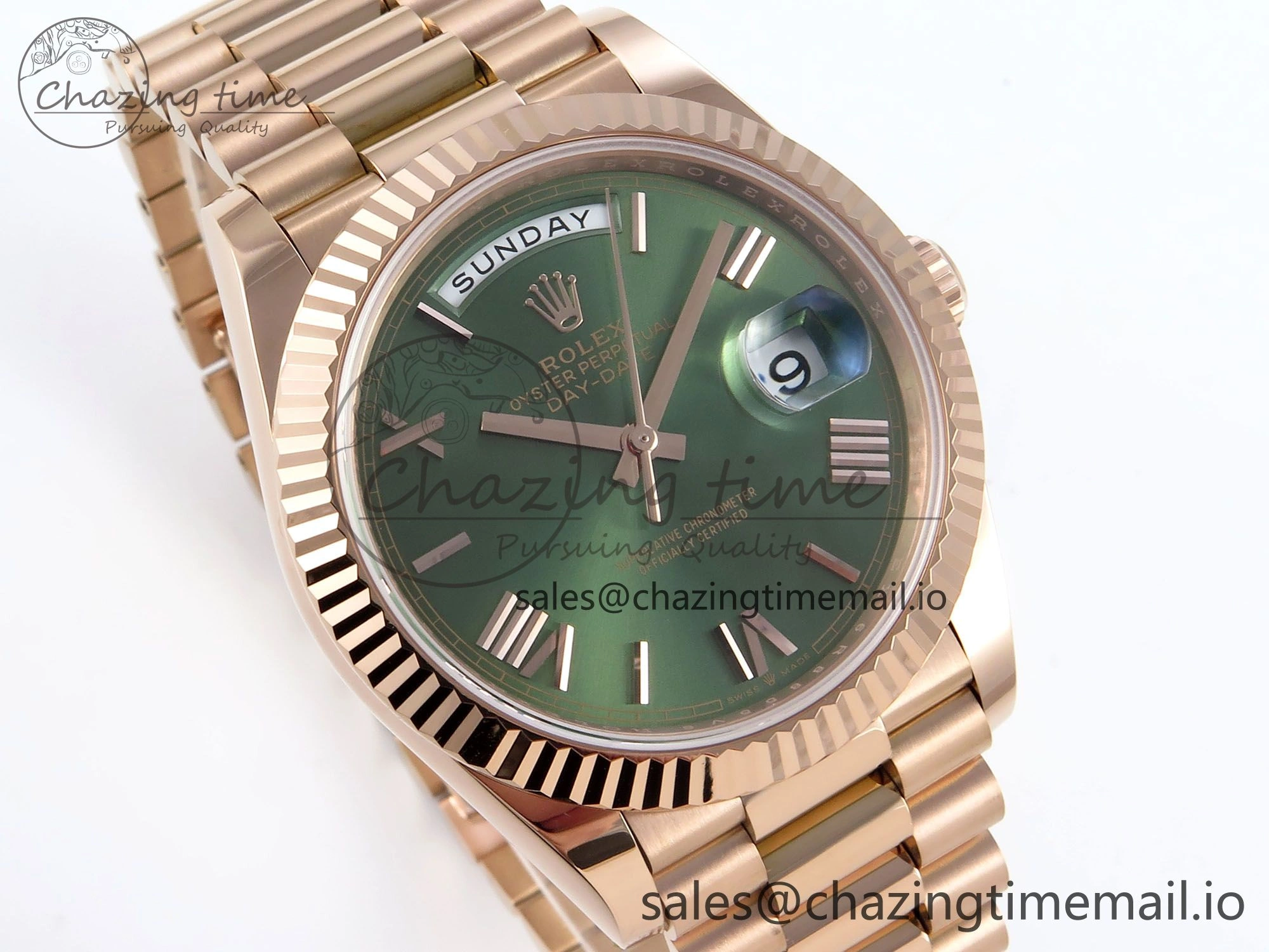 Day Date 40 RG 228235 Noob 1:1 Best Edition Green Roman Dial on President Bracelet A2836 (Gain Weight) QuickDry 791